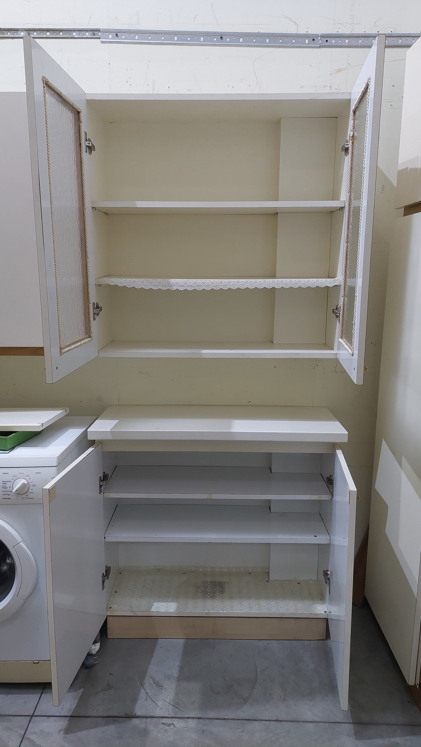 Credenza Da Cucina 2 Pz Bianca Legno/vetro