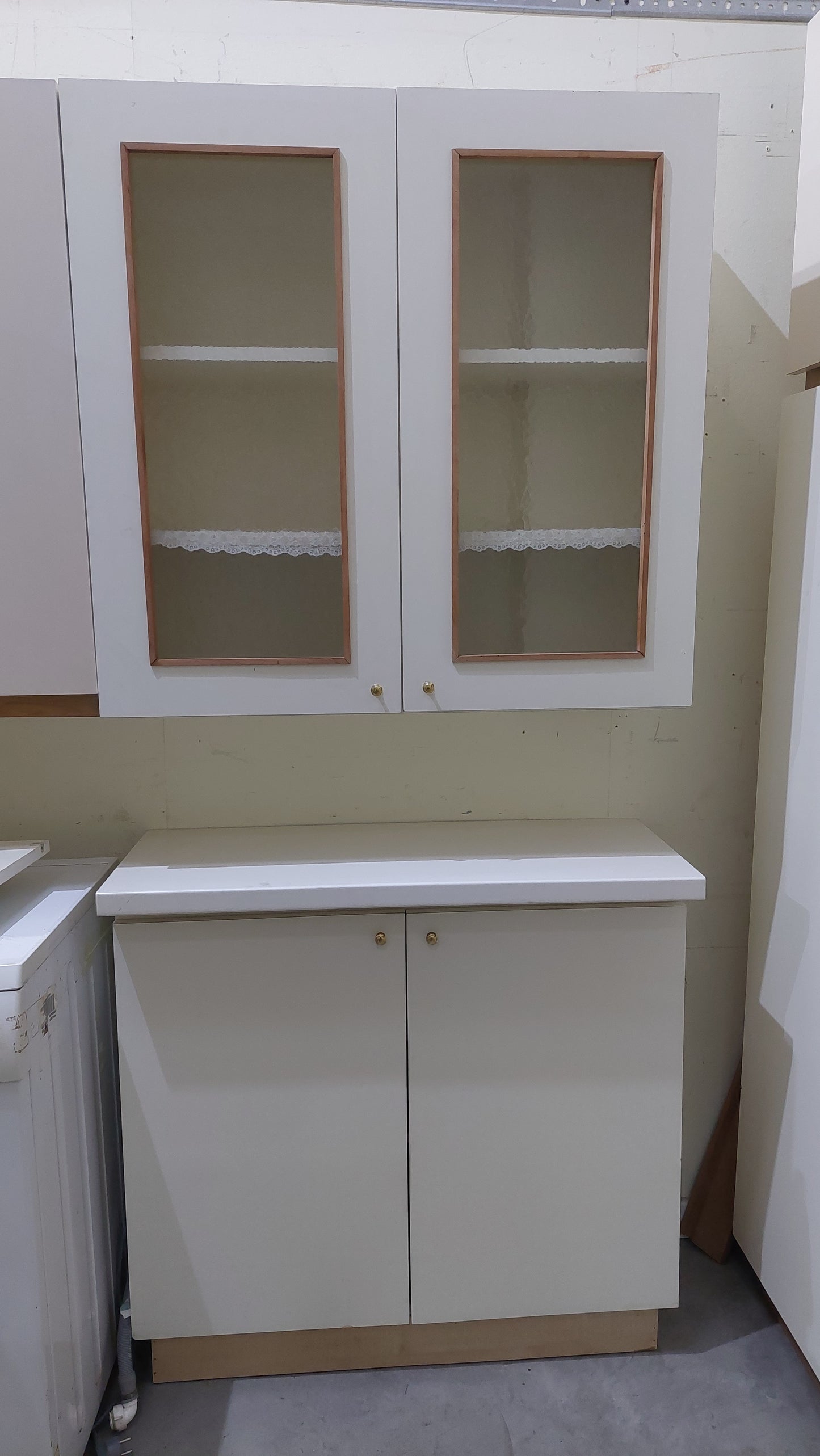Credenza Da Cucina 2 Pz Bianca Legno/vetro