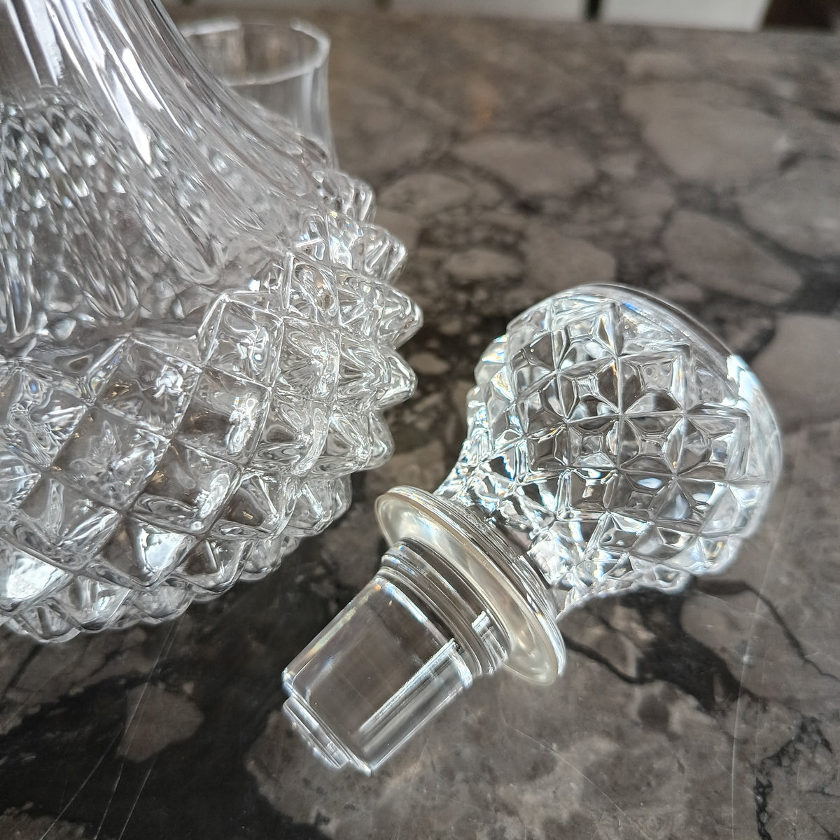 Set/bottiglia+6 Bicchierini Liquore Cristallo Molato Cristal D'arques