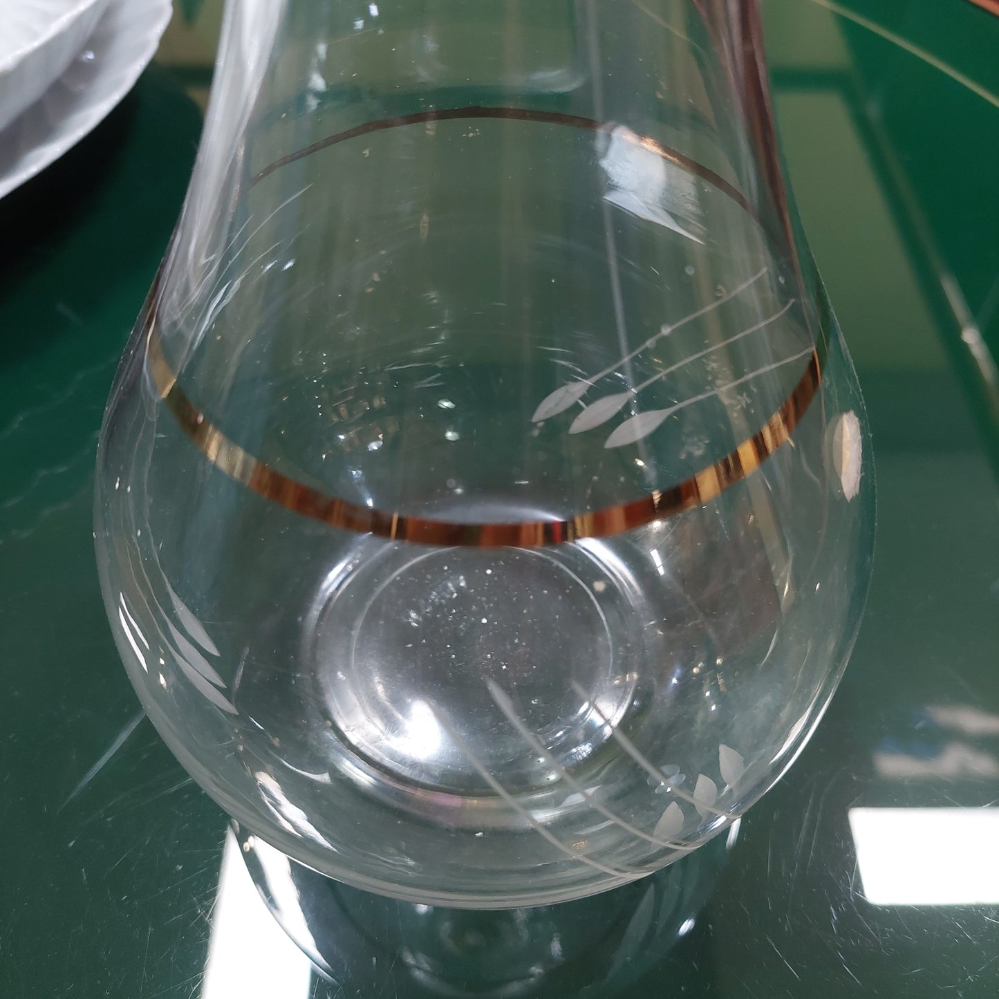 Bottiglia Vino Vetro Bordo Oro Con Tappo