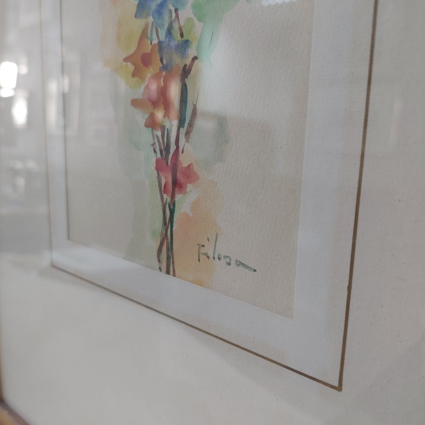 Quadro Acquarello Fiori Firmato Misure Cm35x45
