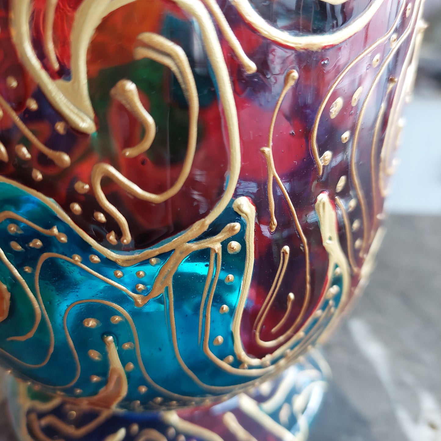 Vaso Portafiori Vetro Dipinto D15x25h