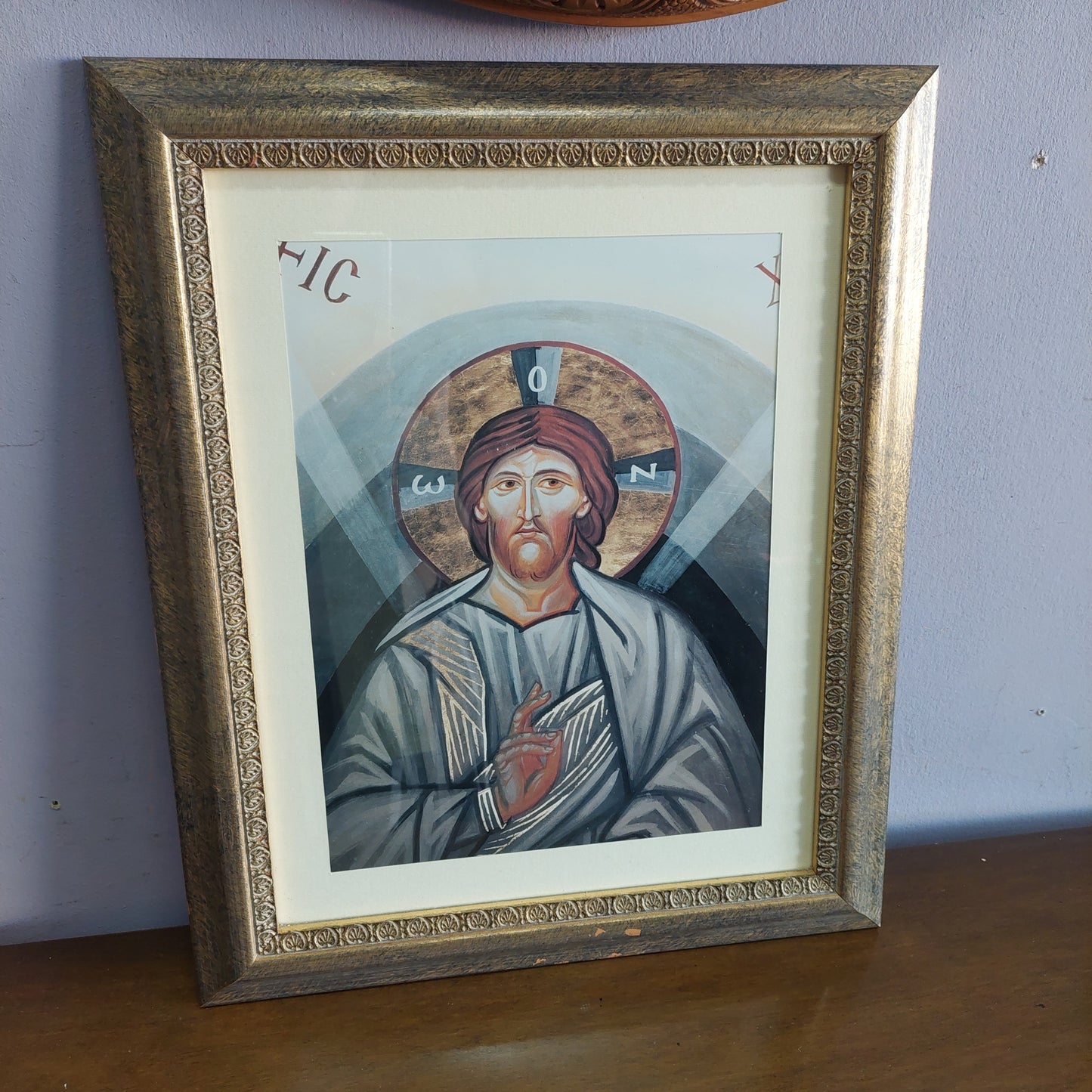 Quadro Stampa Cristo Icona Bizantina Cornice* Dorata