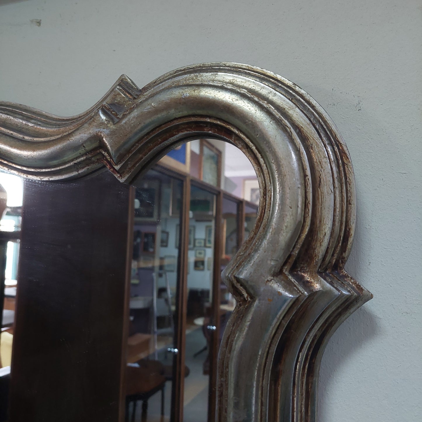 Specchio Cornice Legno Argentata 90x70
