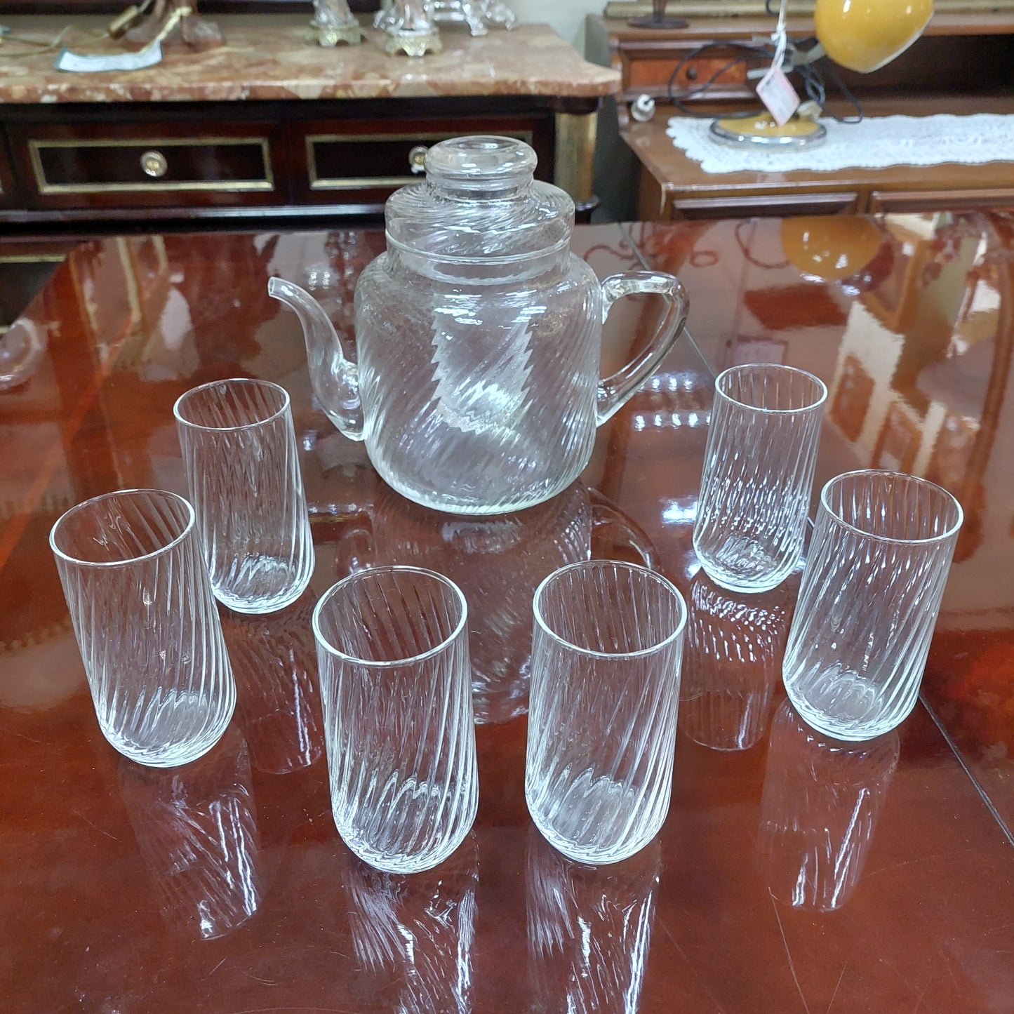 Set/caraffa + 6 Bicchieri Vetro Soffiato Ivv