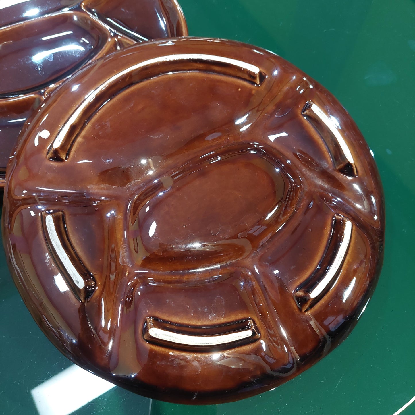 Set/2 Piatti Aperitivo Ceramica Marrone Vintage D25