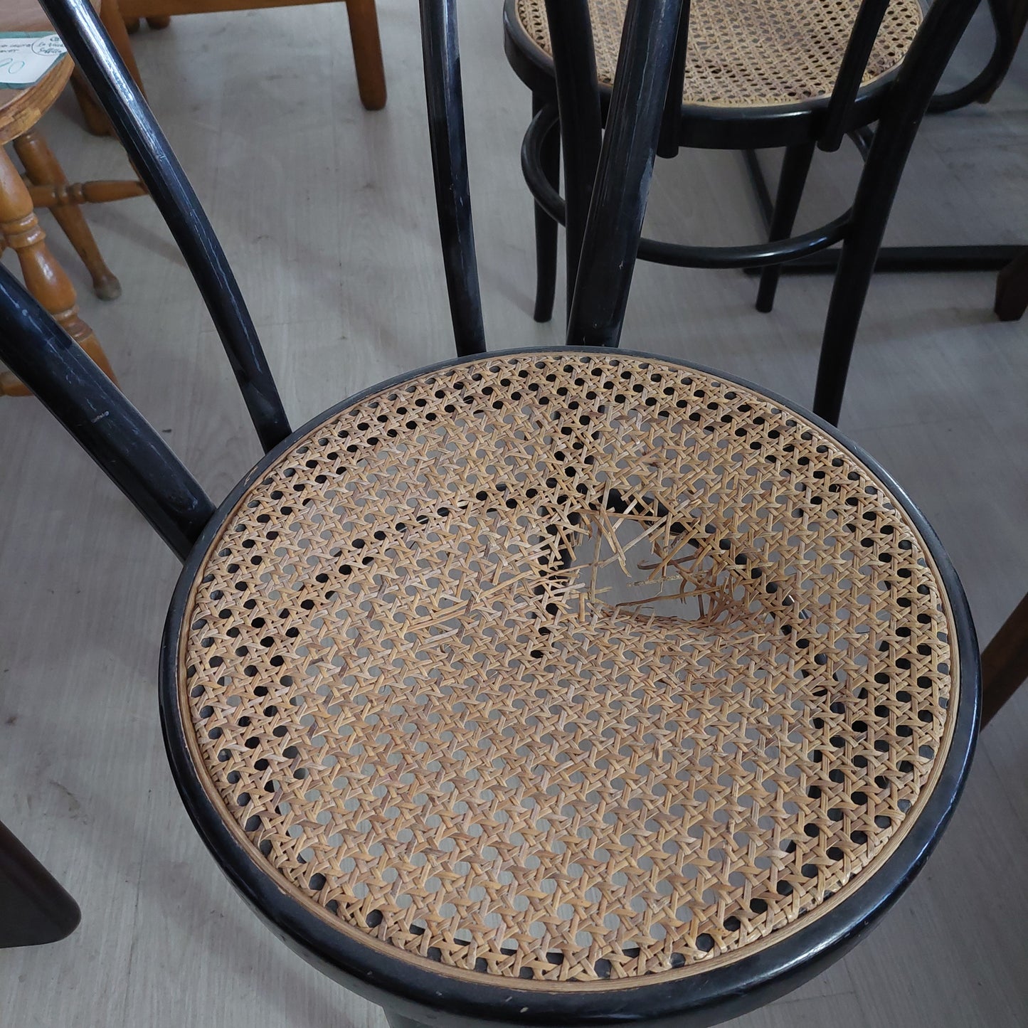 Sedia* Nera Legno/paglia Di Vienna St. Thonet (da Restaurare)