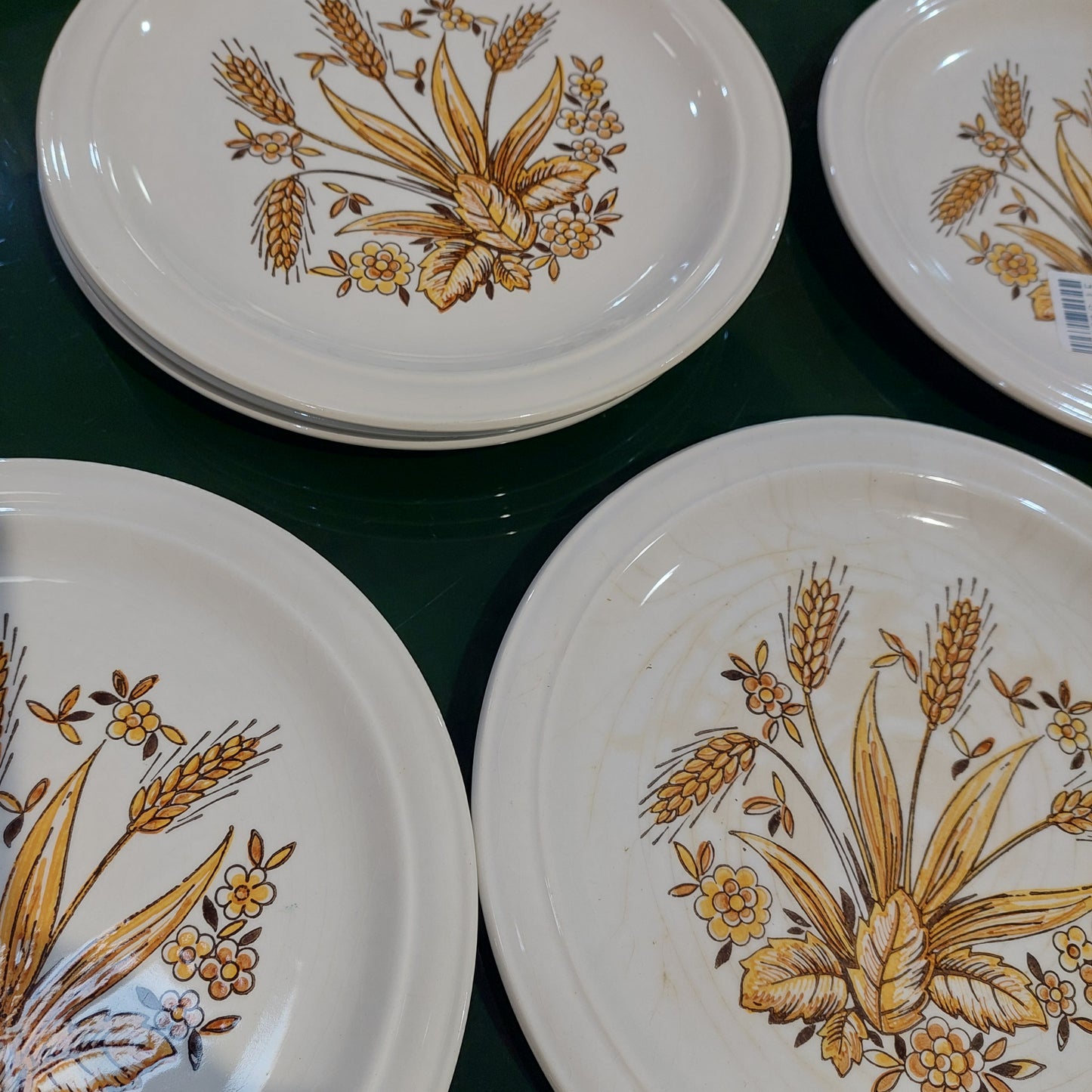 Set/6 Piatti Piani Ceramica Crm Dec Spighe Vintage