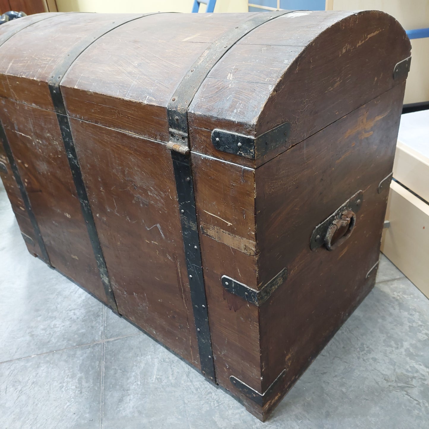 Baule Legno E Ferro Antico Cm107x58x77,5h