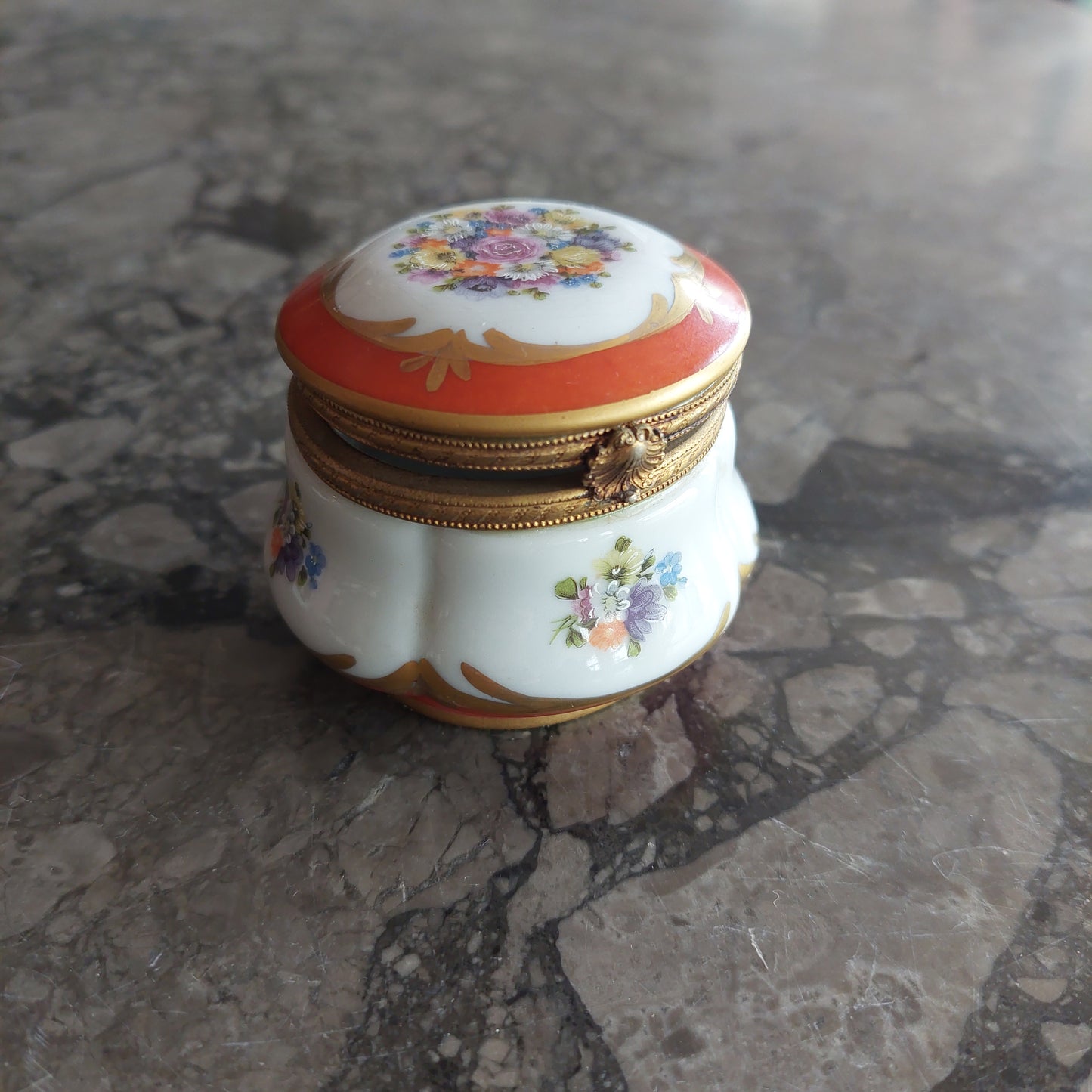 Scatolina Porcellana Limoges France Chiusura Ottone