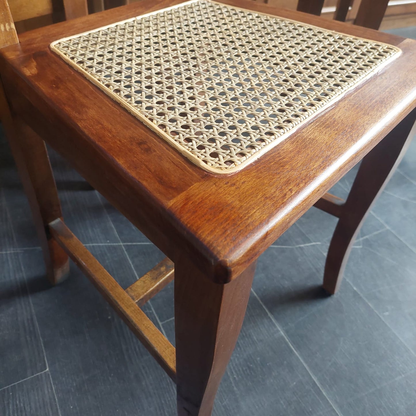 Set/4 Sedie Legno E Paglia Di Vienna