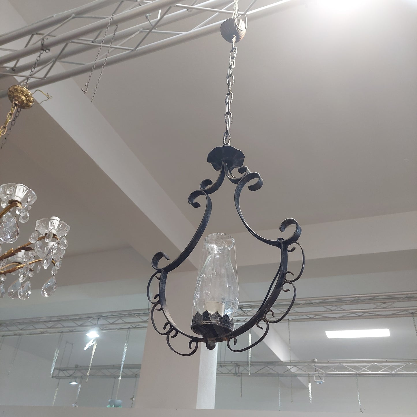 Lampadario Ferro Coppa Vetro 1/luce