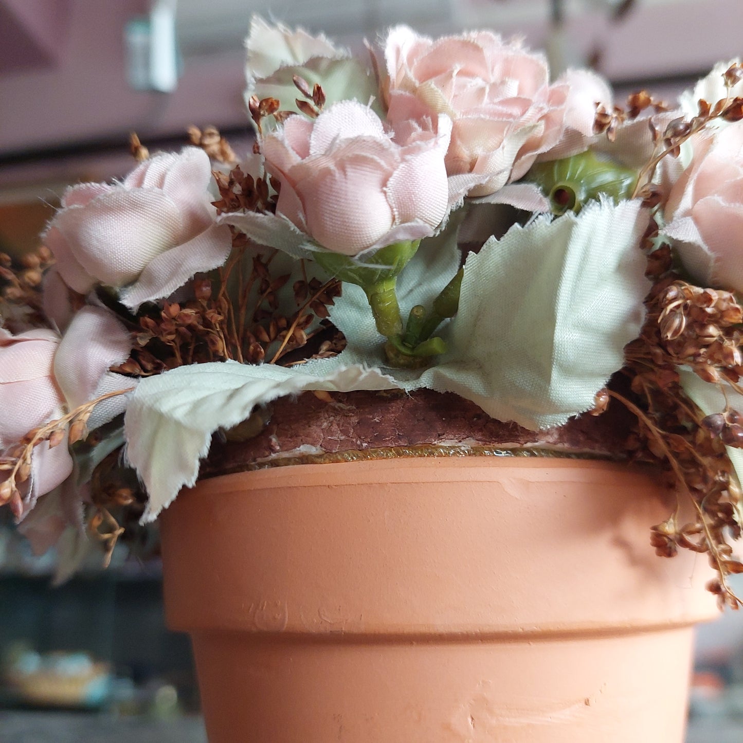Vasetto Terracotta Con Roselline Cm17h