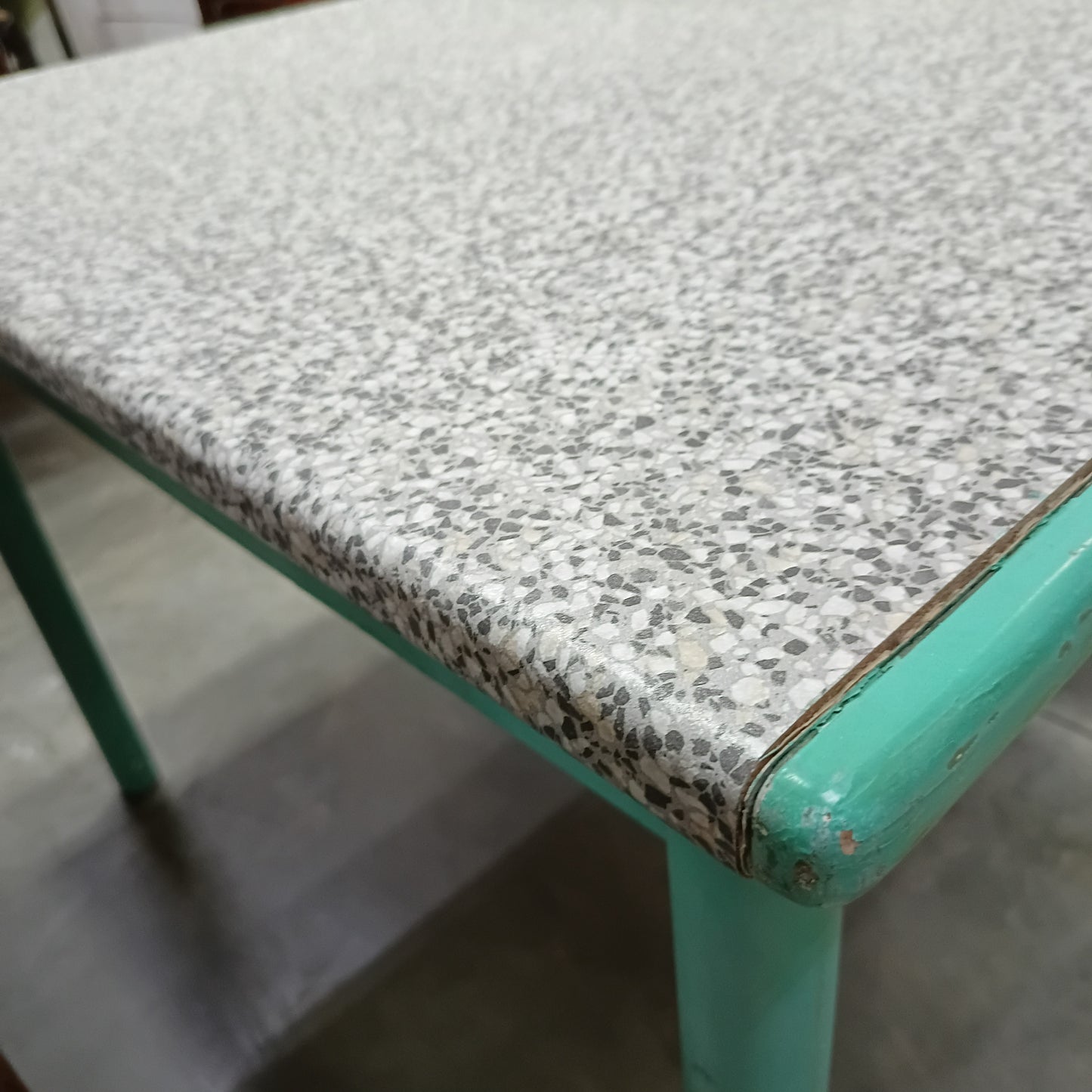 Tavolo Da Cucina All. Verde Finto Marmo Cm110/150x75x80h