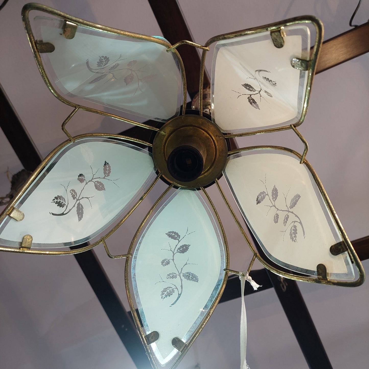 Lampadarietto Ottone*/vetro "fiore" 1/l