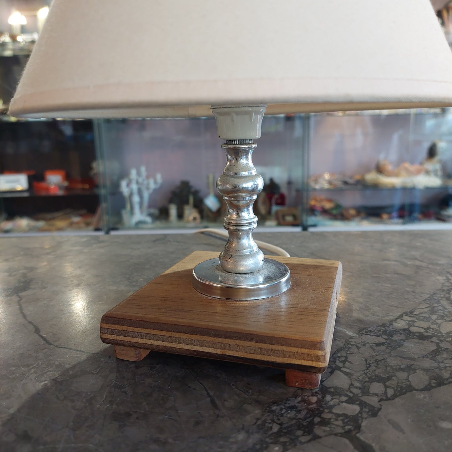 Abat Jour Metallo Base Legno 1/luce