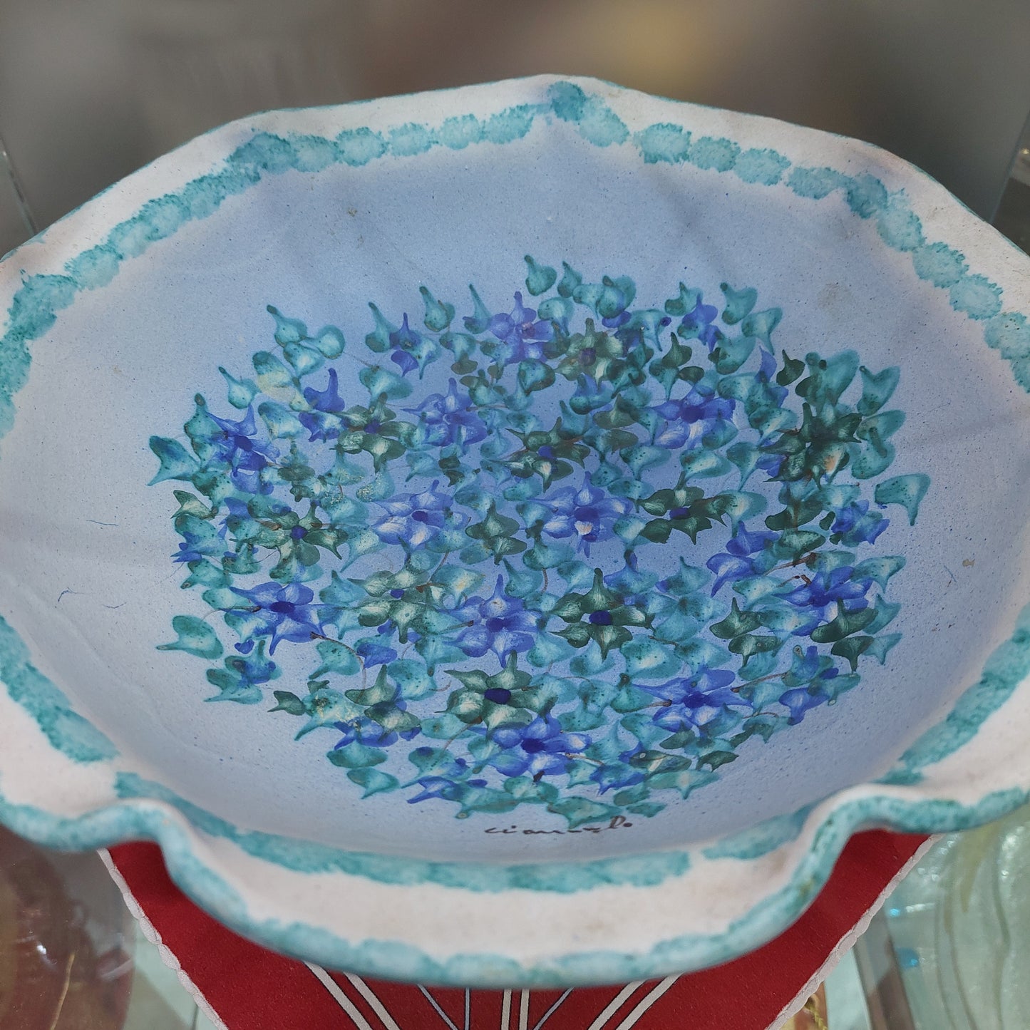 Alzatina Centrotavola Ceramica Dipinta D30x15,5