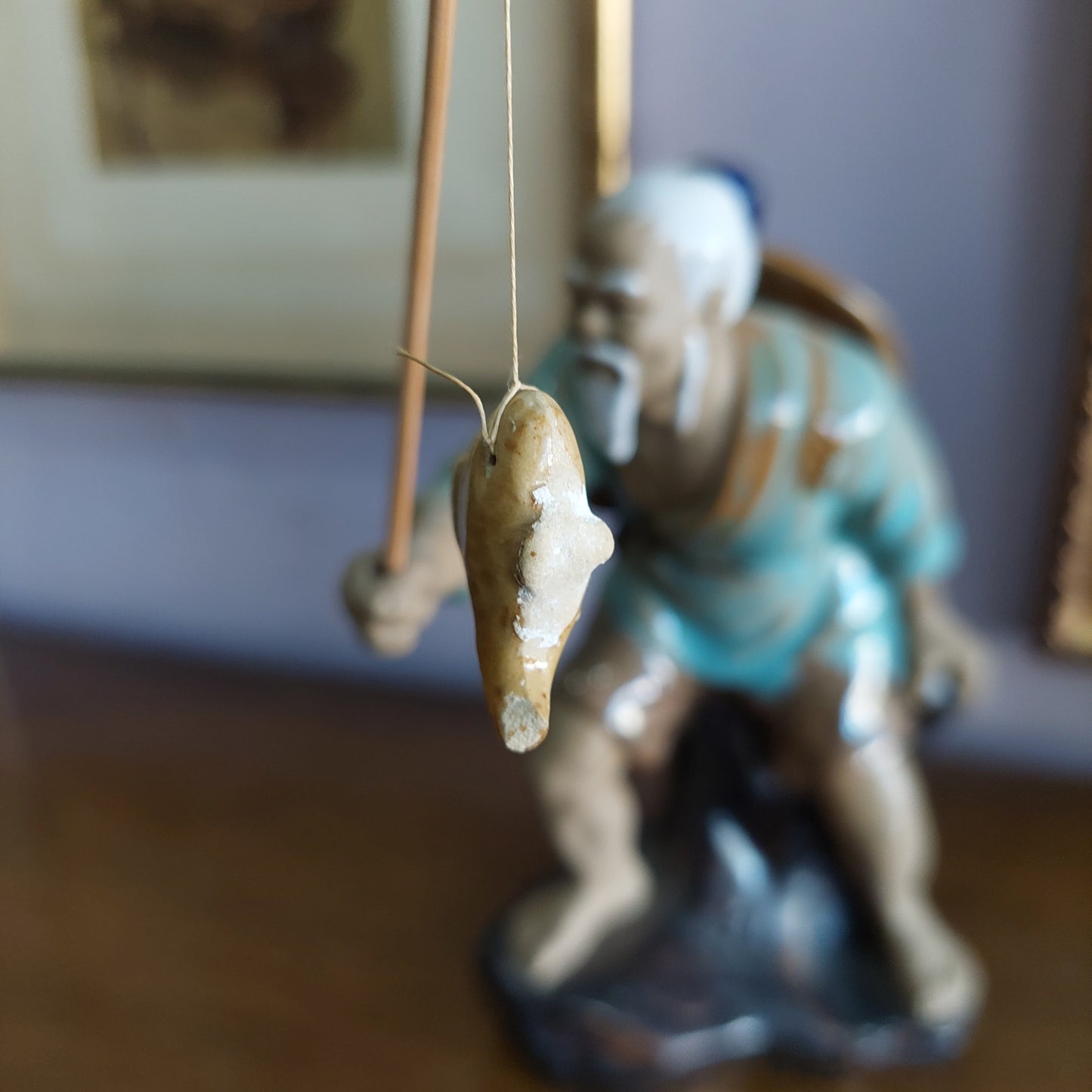 Statuetta Pescatore Porcellana* Cinese Vintage