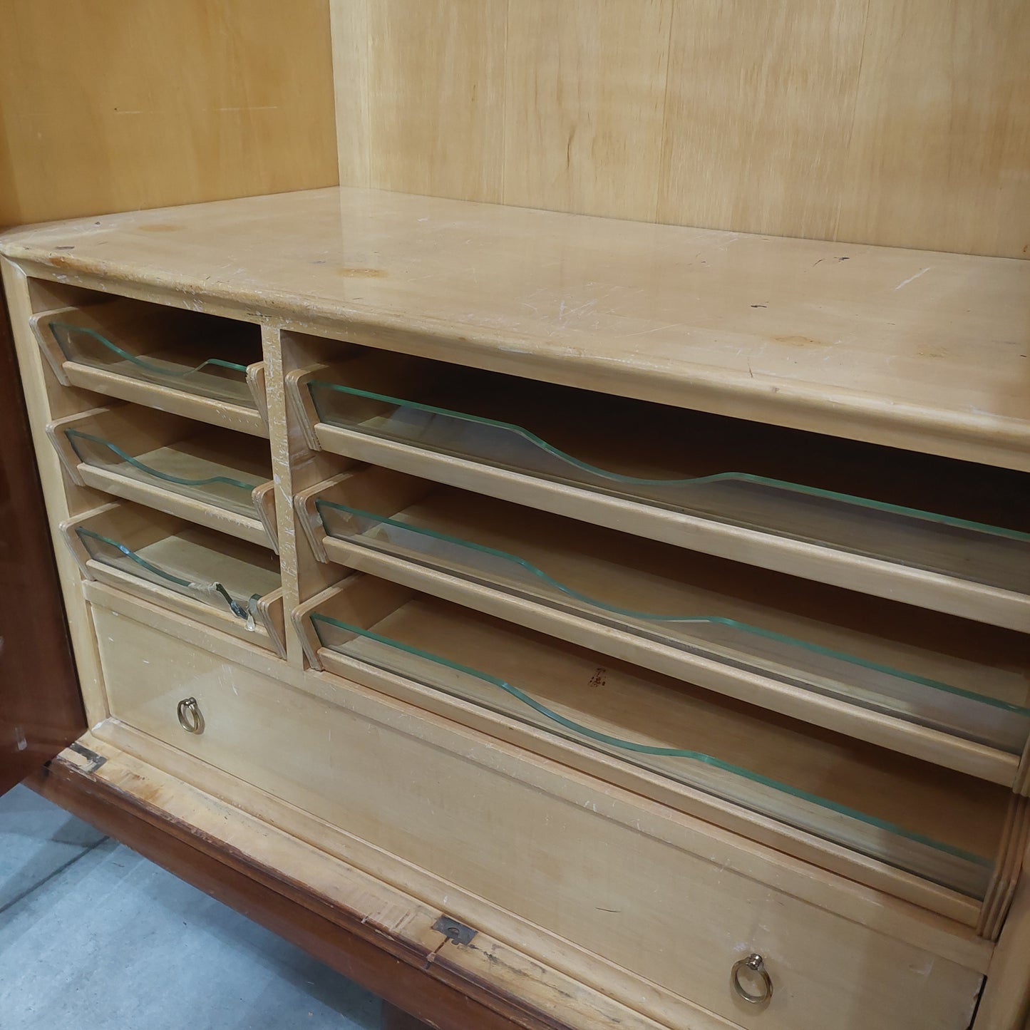 Armadio Legno Anni '50 5/ante Con Specchi Cm276x60x184h