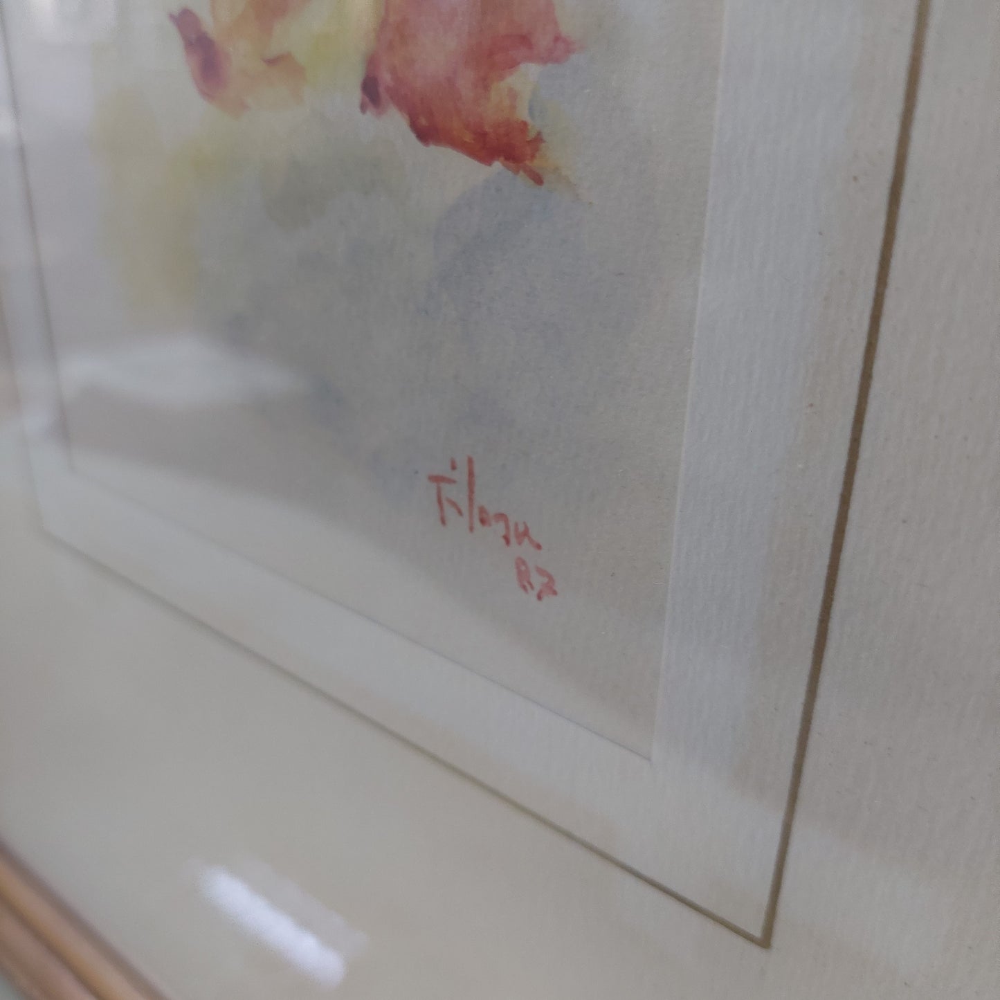 Quadro Acquarello Colombe Firmato