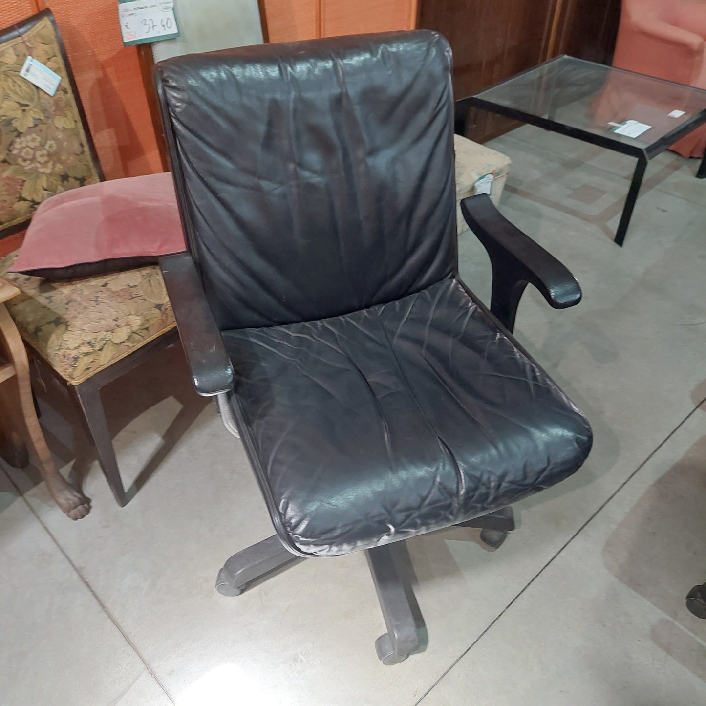 Poltrona Da Ufficio Girevole Pelle Nera