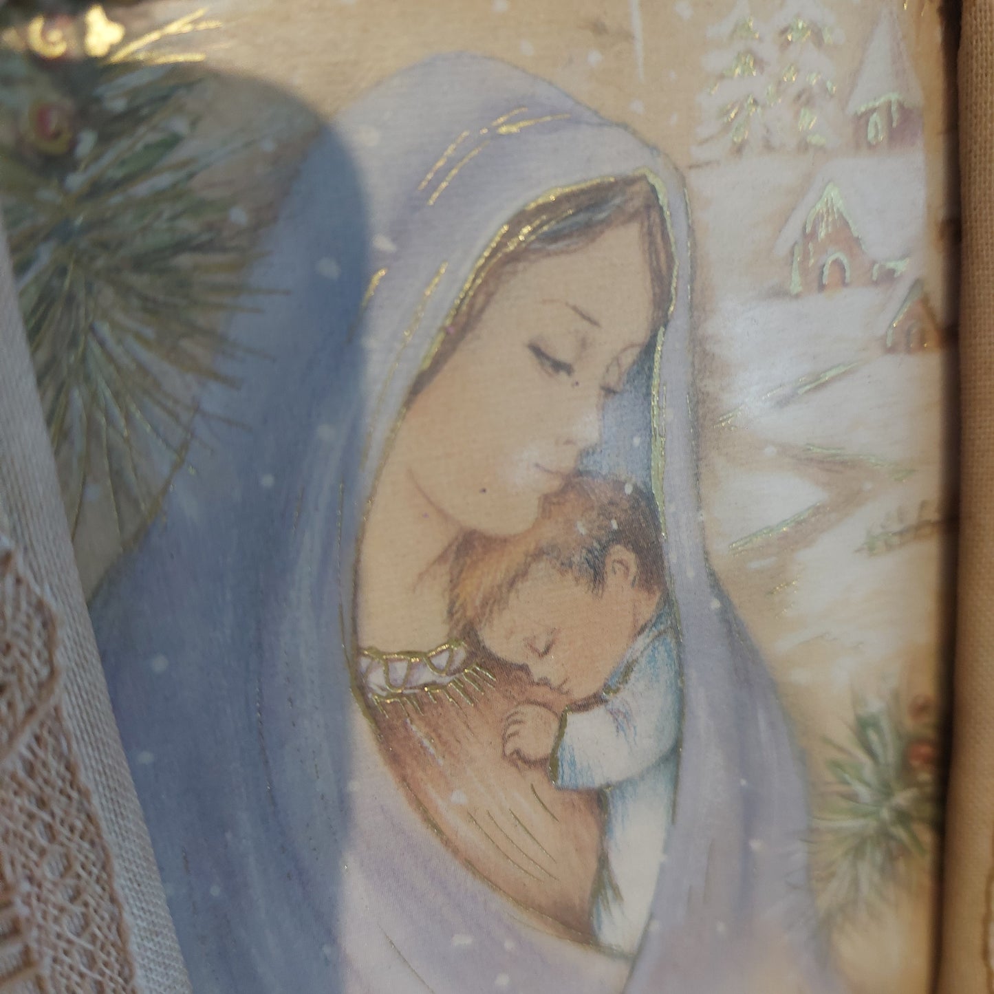 Portafoto Tessuto Stampa Madonna Vintage Cm13,5x17,5