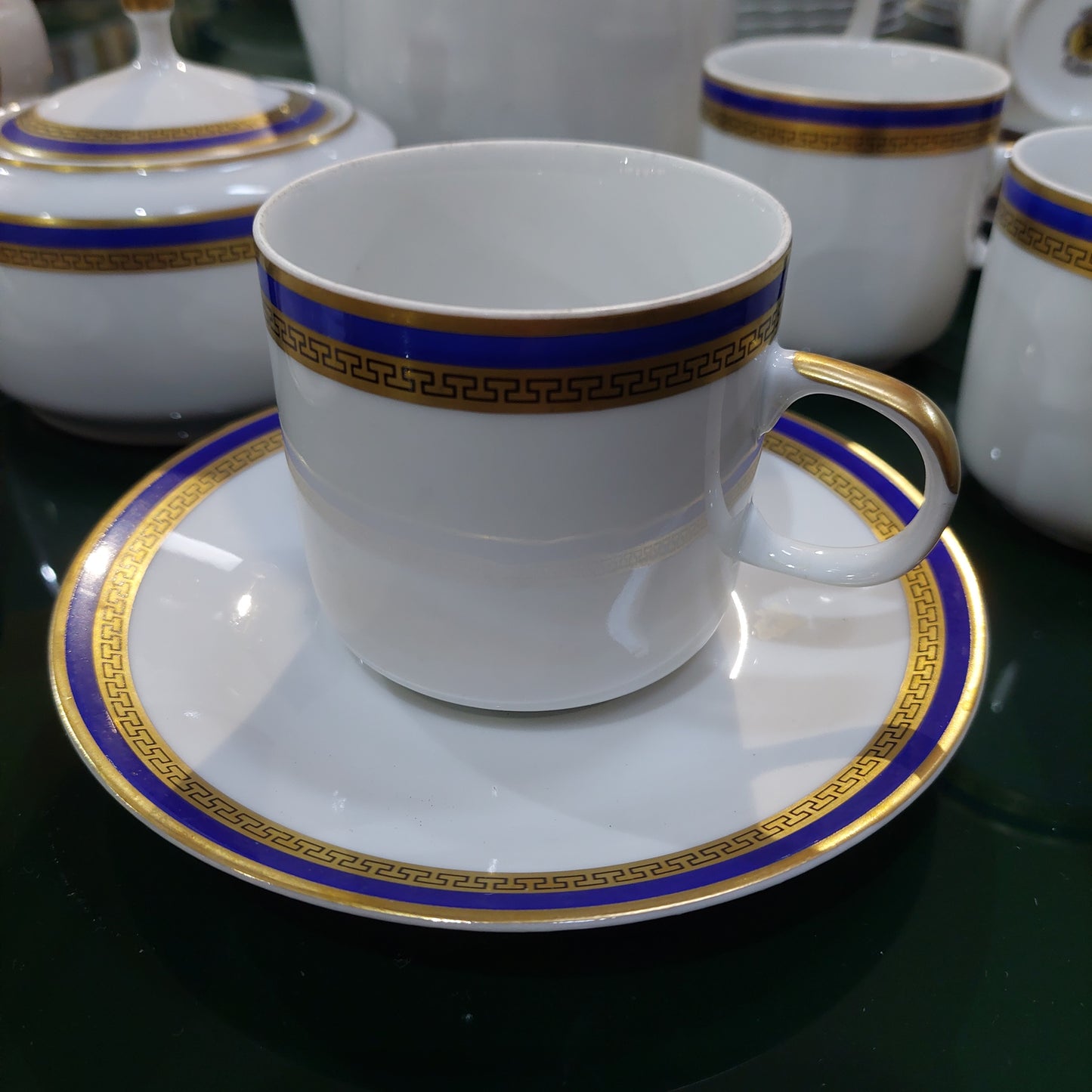 63922 Serv/the Porcellana Bohemia Blu/oro 11 Tazze