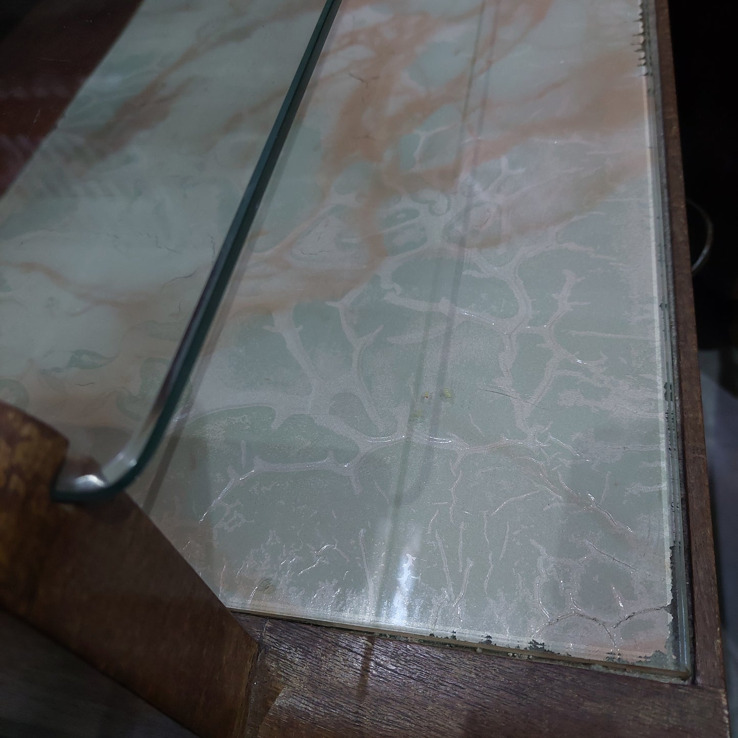 Coppia Comodini Legno/vetro Anni '50