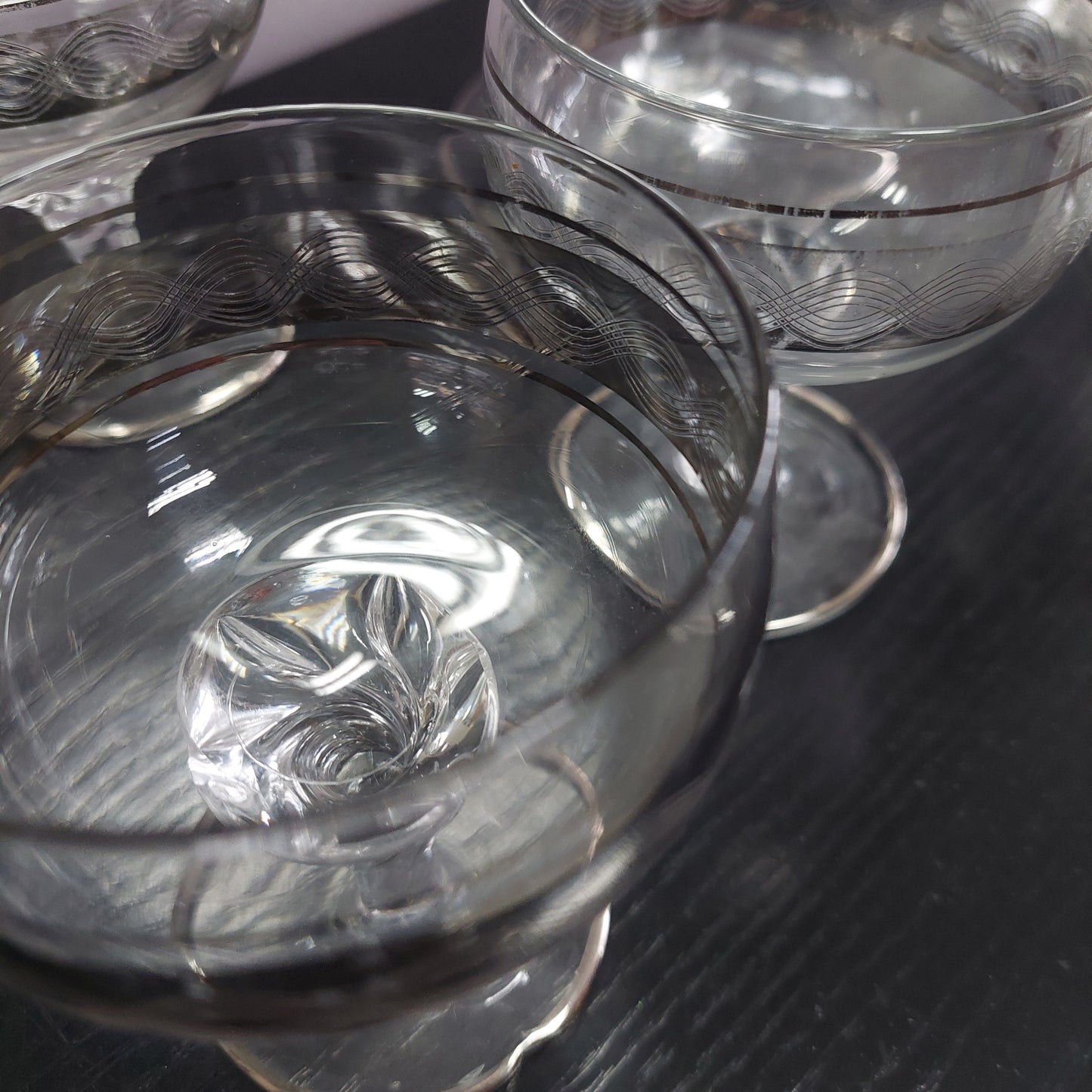Set/coppa + 5 Calici * Cristallo Decoro Argento