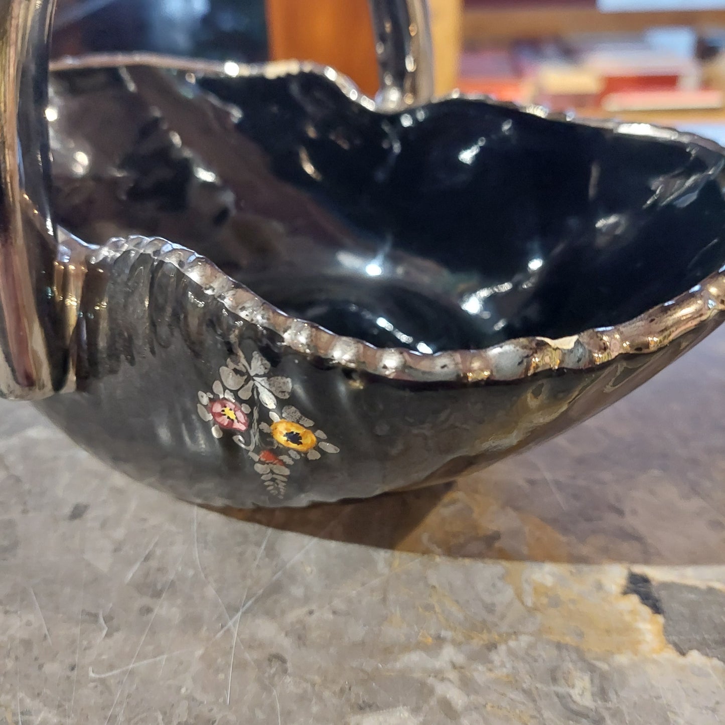 Cestino* Ceramica Deruta Dipinto A Mano Anni 50