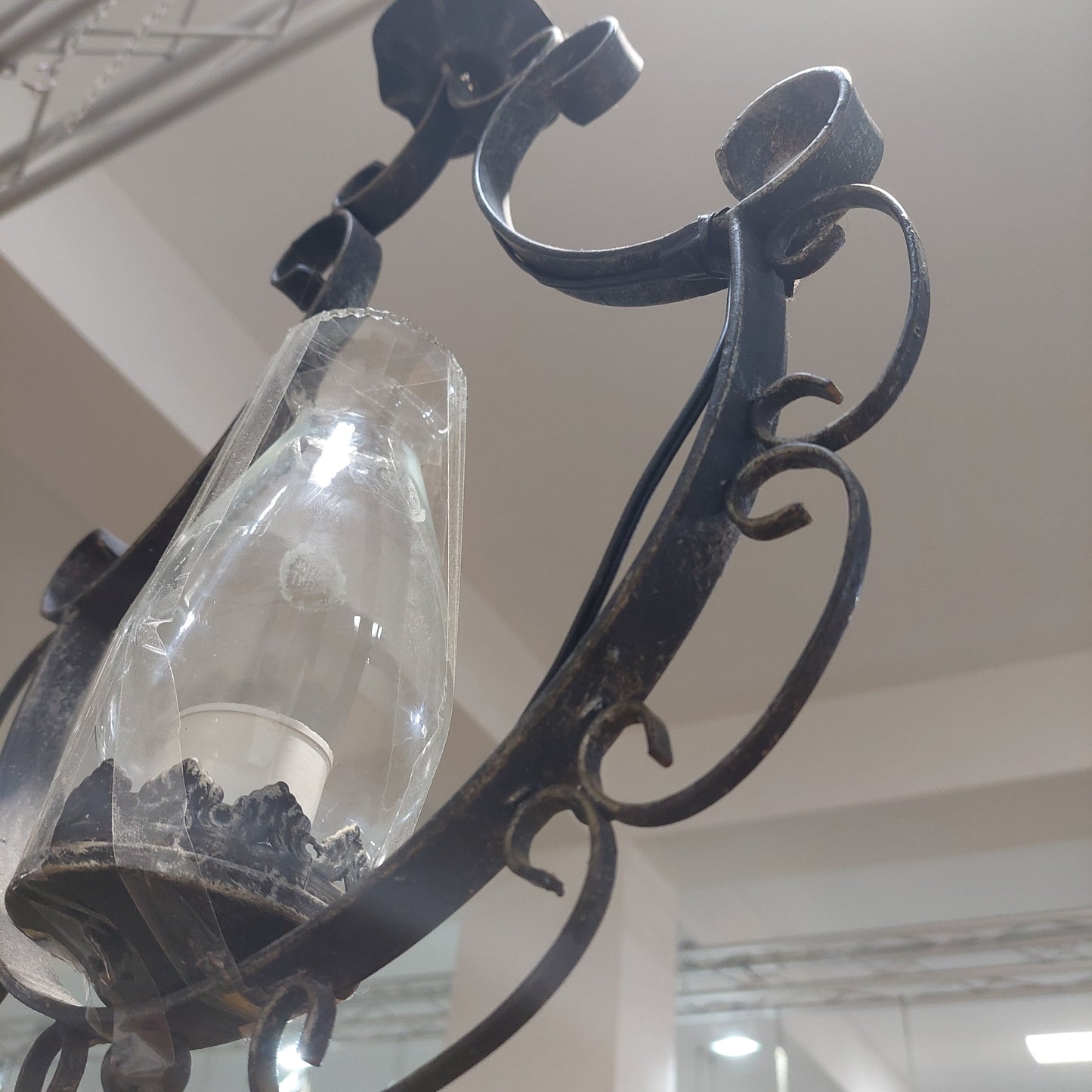 Lampadario Ferro Coppa Vetro 1/luce