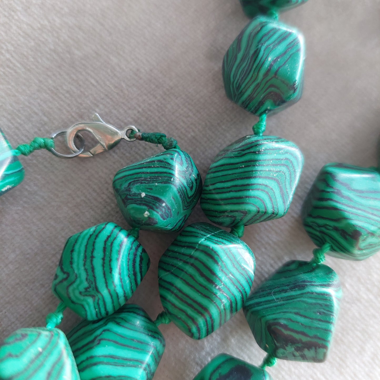 Collana Pietre Dure Malachite Verde Vintage