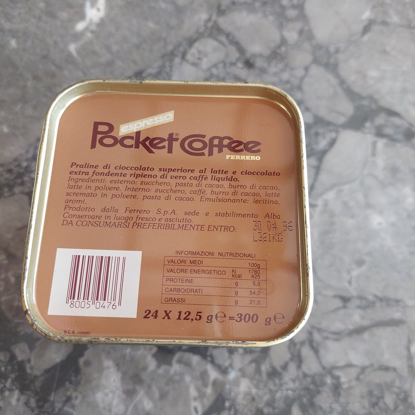 Scatola Di Latta Pocket Coffee Vintage Anni '90