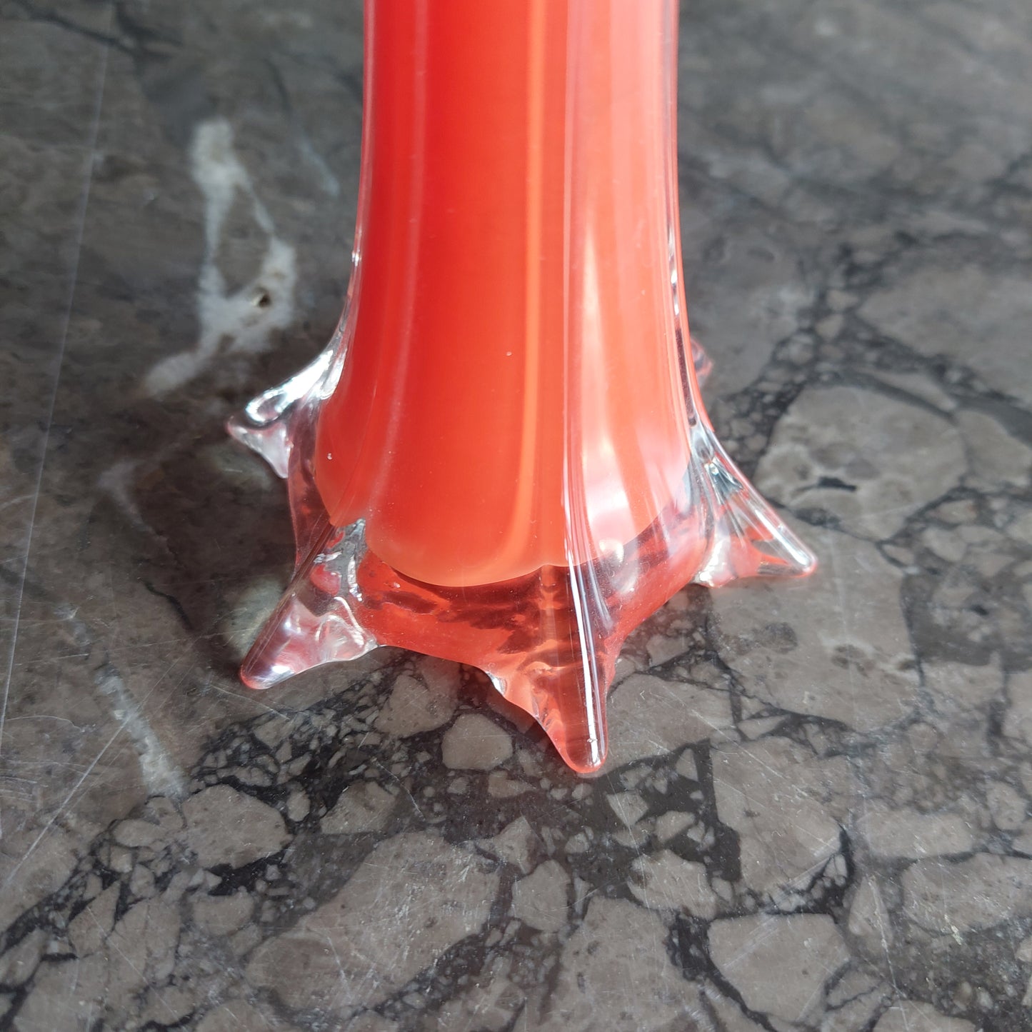 Vaso Vetro Di Murano Rosso Anni 50 H25