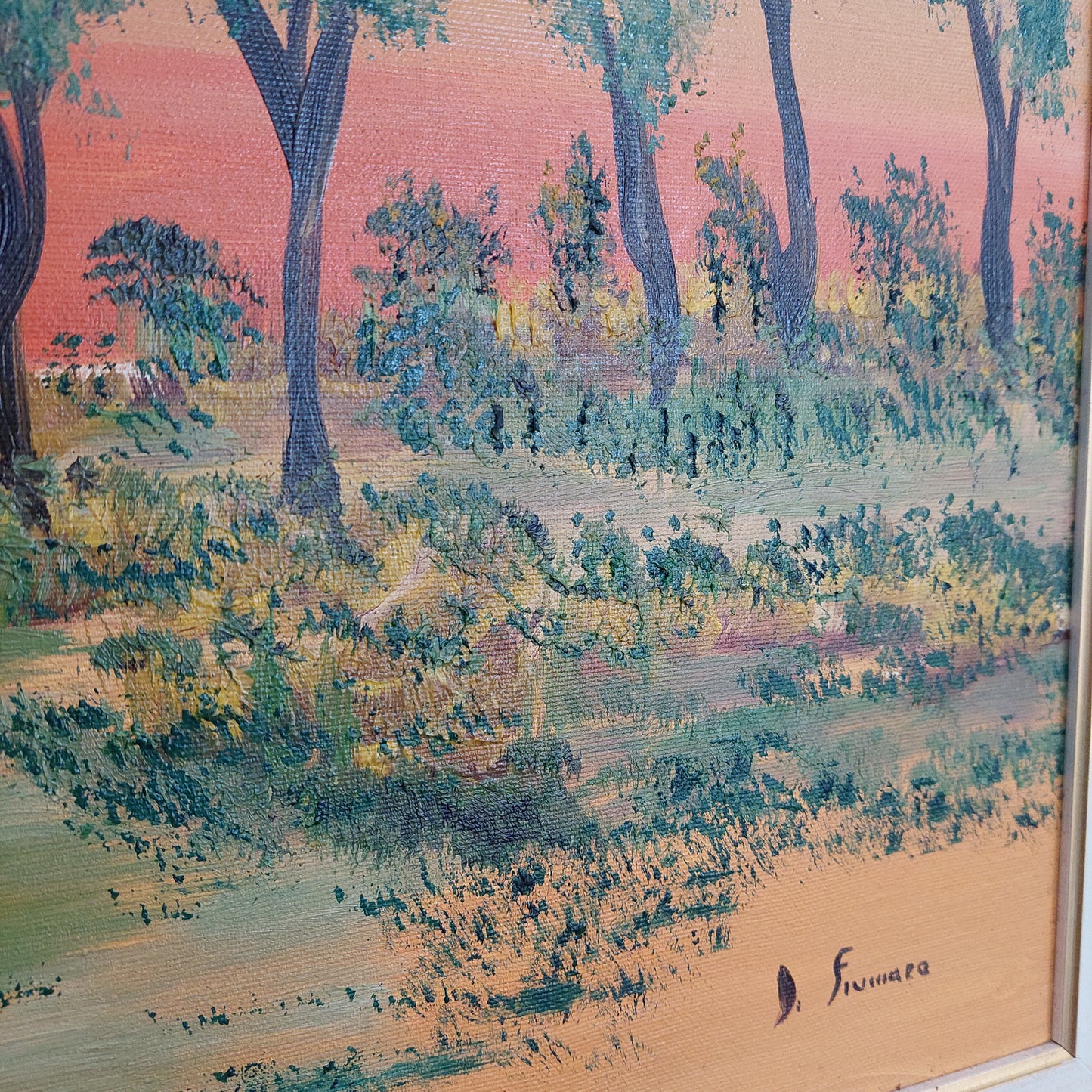 Quadro Alberi Al Tramonto Firmato D. Fiumara Cm64x54