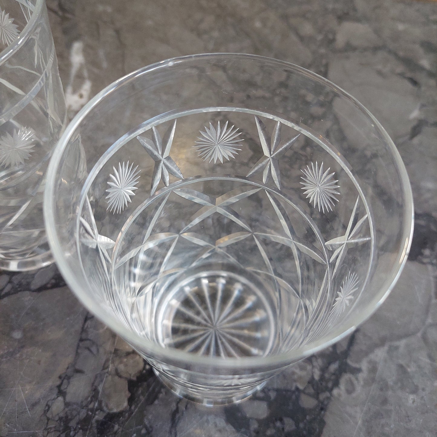 Set/caraffa Cocktail + 4 Bicchieri Cristallo Molato Anni 50