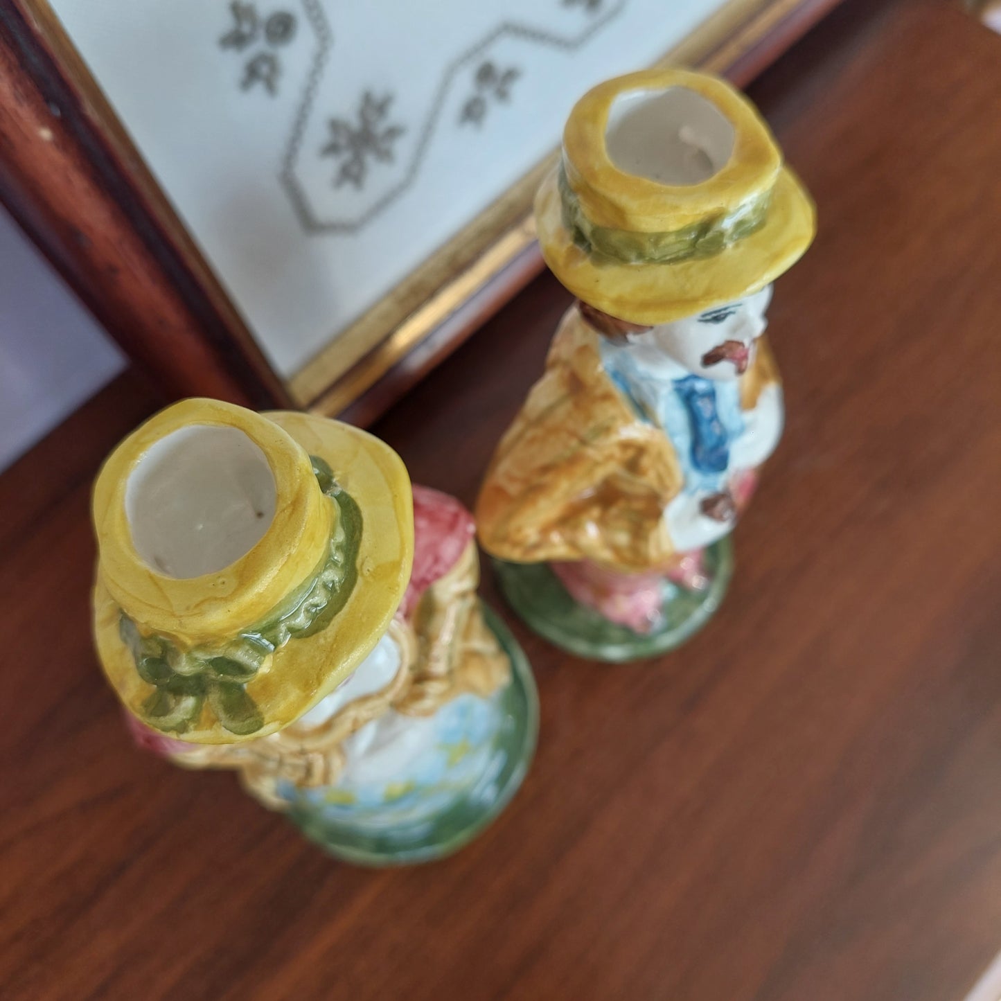 Coppia Portacandela Ceramica Siciliana F. Lauria Lipari