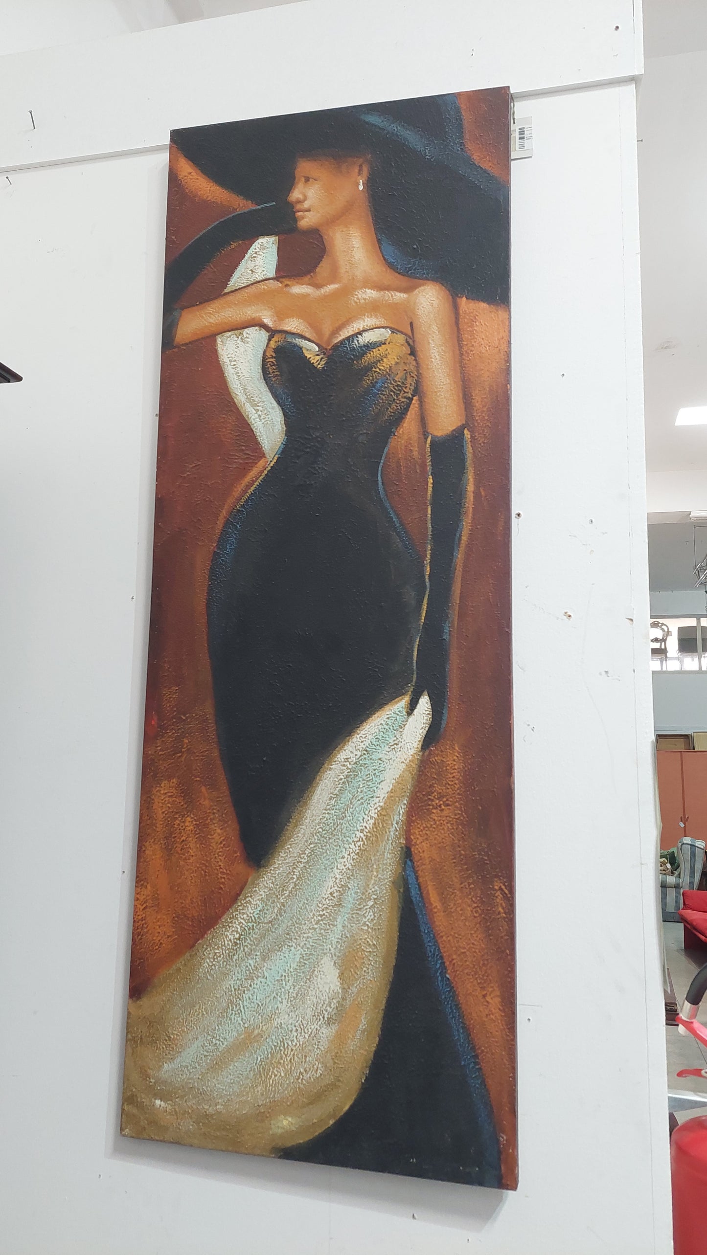 Q/ Donna In Abito Nero Cm50x140h