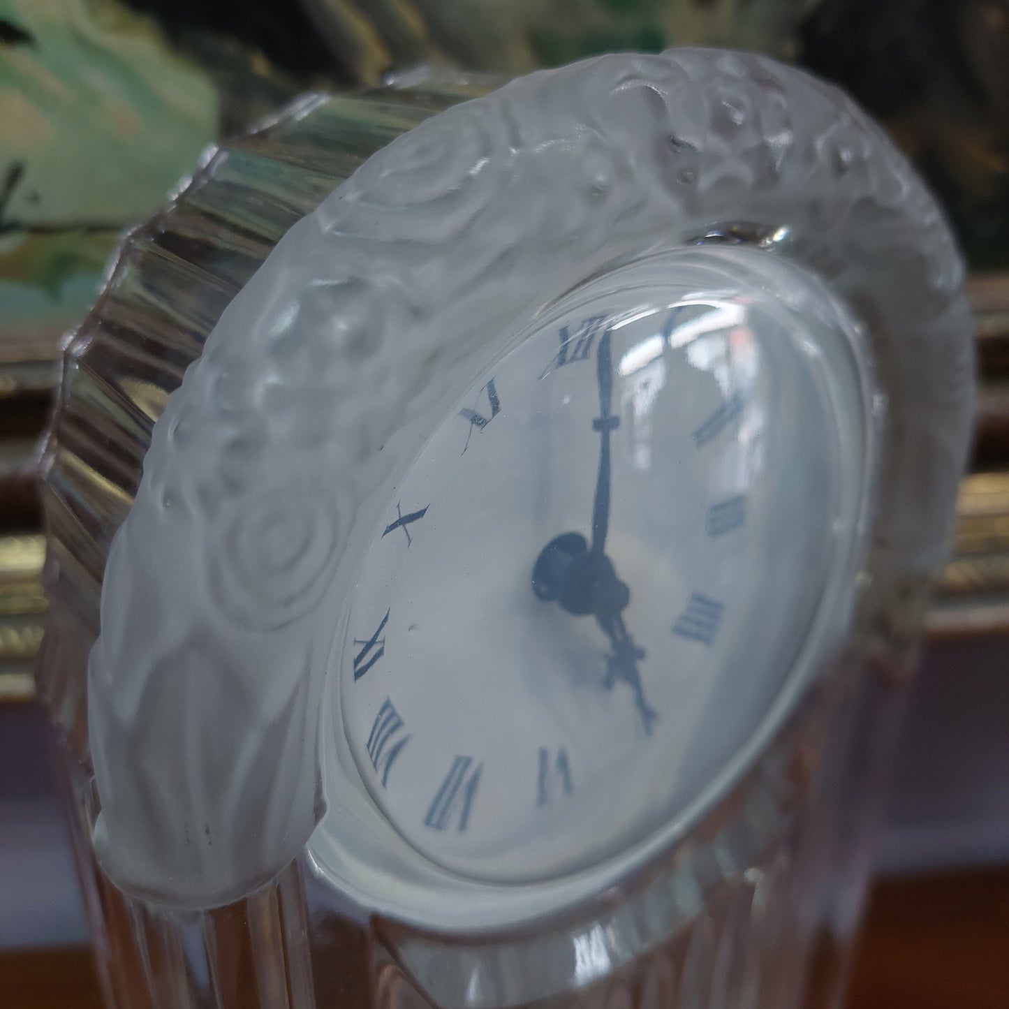 Orologio Da Tavolo Cristallo Fregi Argento
