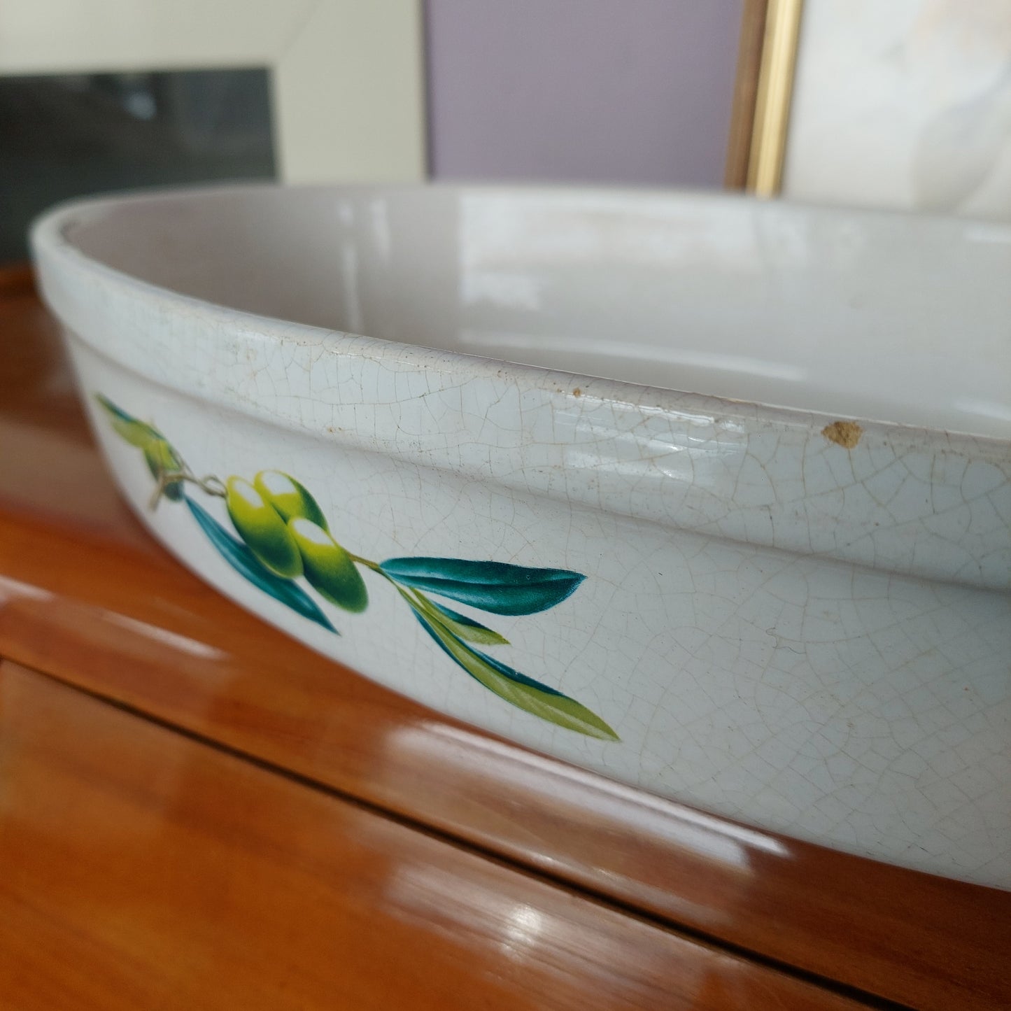 Pirofila Ovale Ceramica Dec Olive Cm34x21x6h