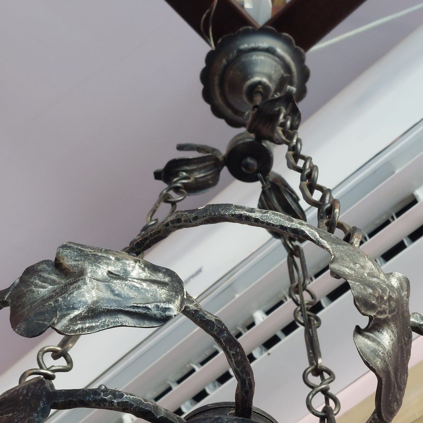 Lampadario Ferro / Boccia Vetro Di Murano 1/luce