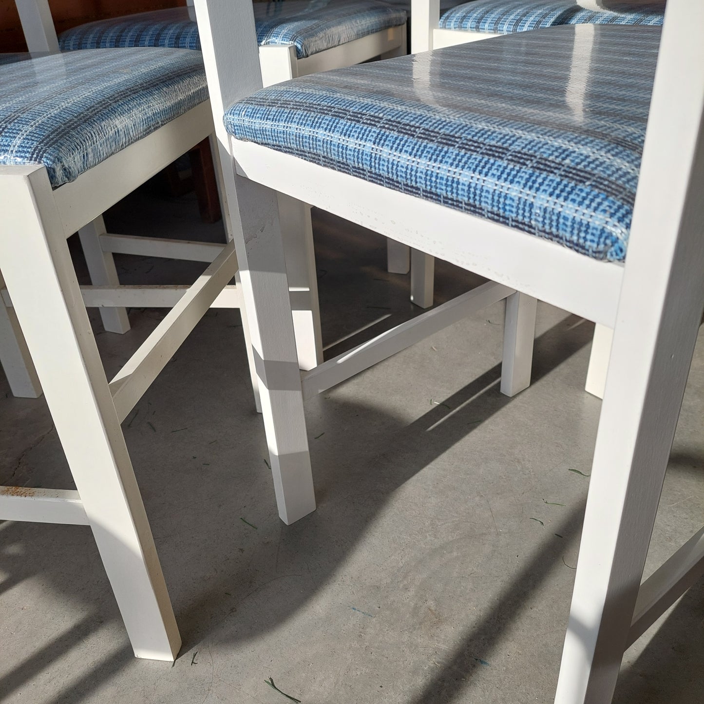 Set/4 Sedie Legno Bianco Imb. Blu