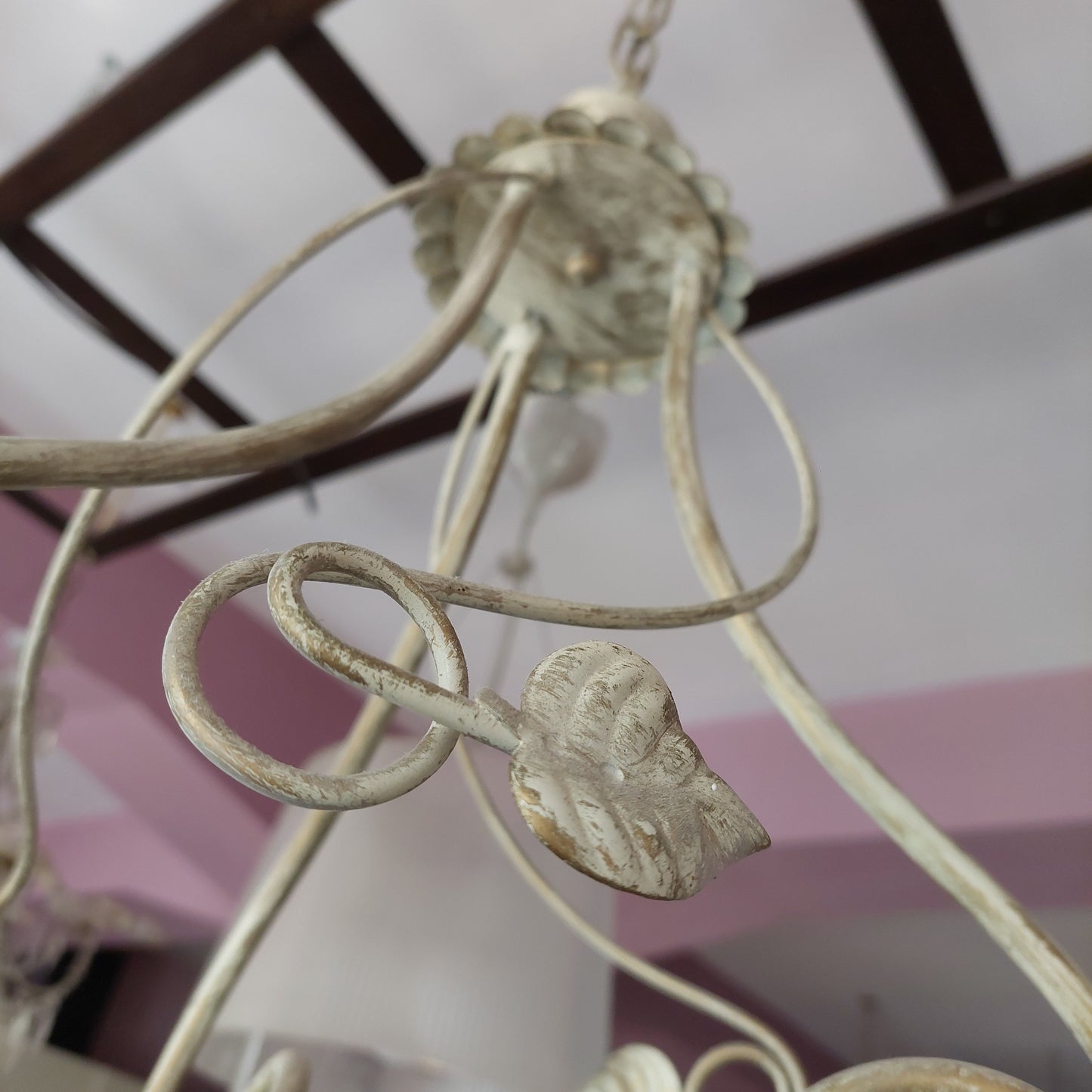 Lampadario Ferro Bianco 3/coppe Vetro Fiore