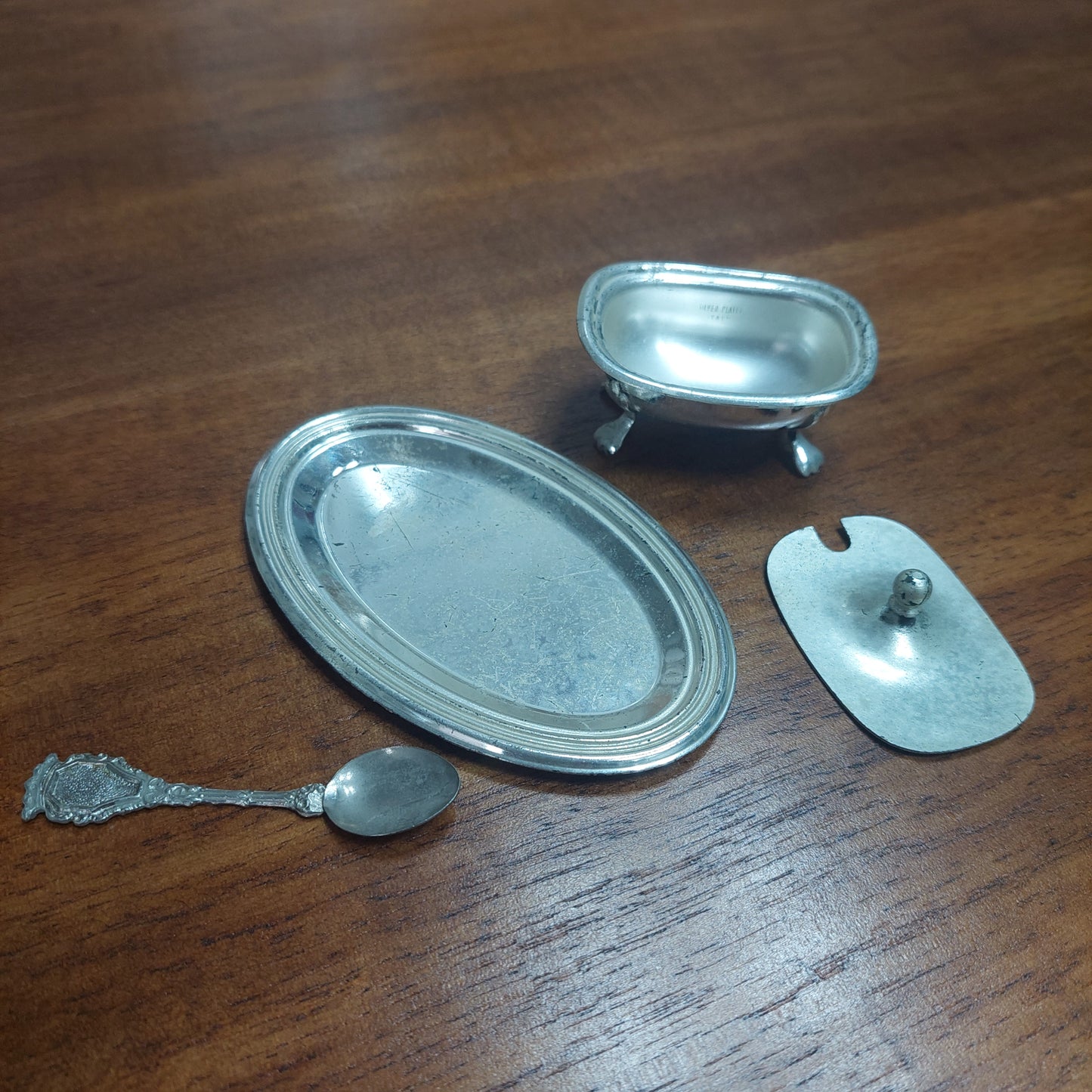 Salierina Con Piattino E Cucchiaino Silver Plated*