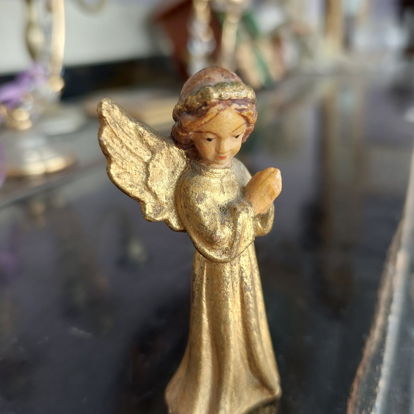 Statuina Antica Angioletto Legno Oro