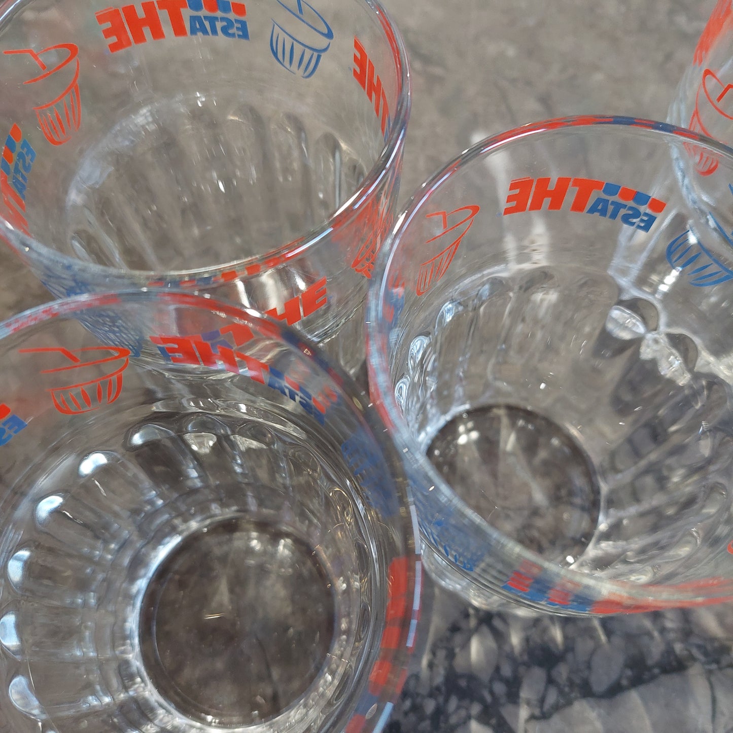 Set/6 Bicchieri Vetro Pubblicitari Estathe Vintage