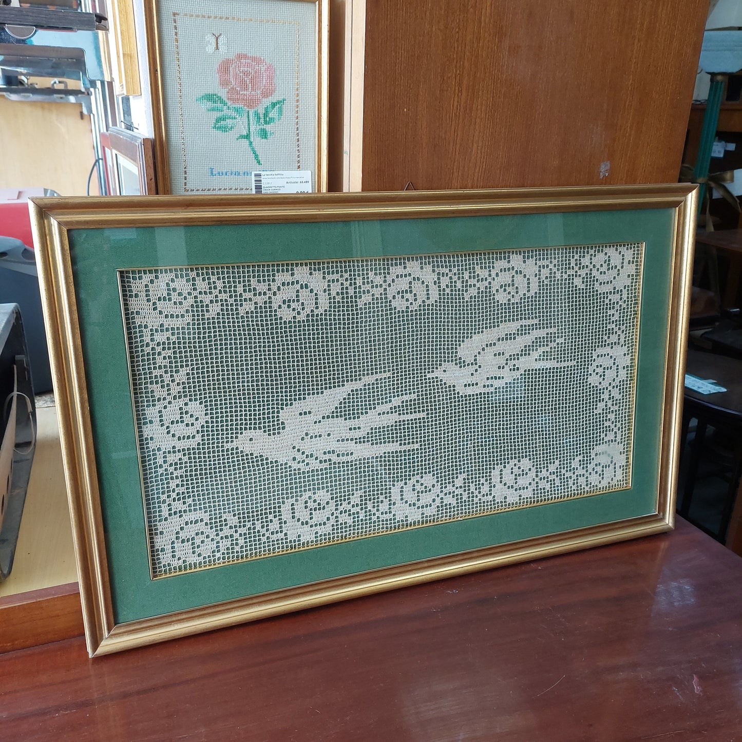 Quadro Rondini Uncinetto Cornice Dorata