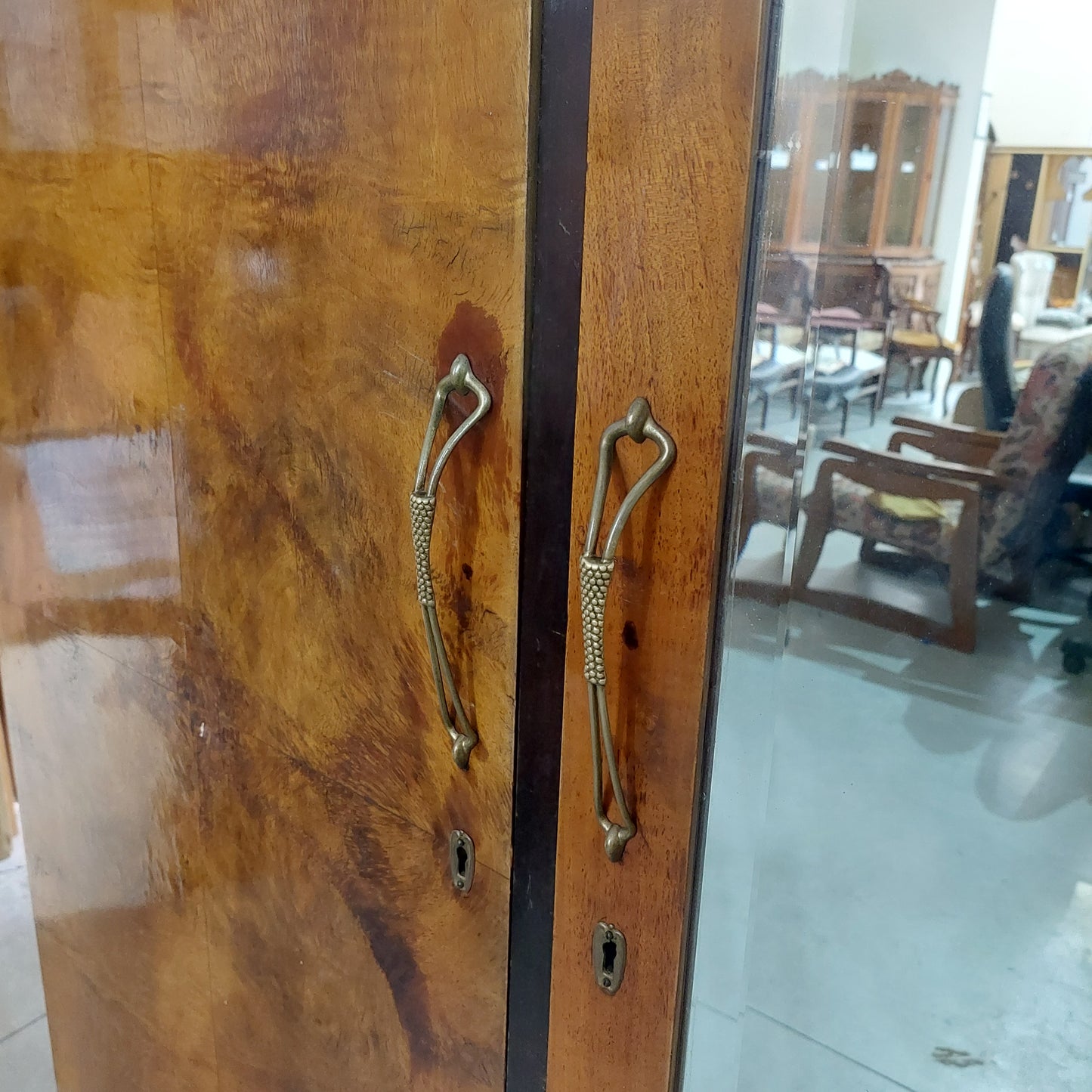Armadio Legno St.decò 3/ante Con Specchio Cm197x58x200h
