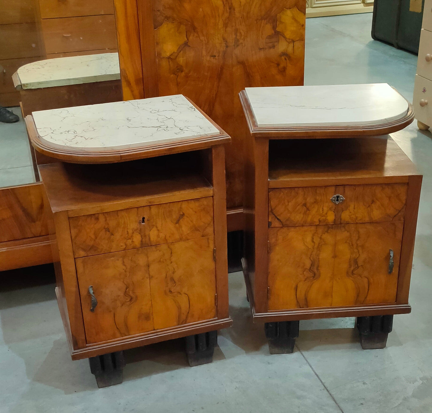 Coppia Comodini St. Decò 1/s Marmo Cm44x34x67h