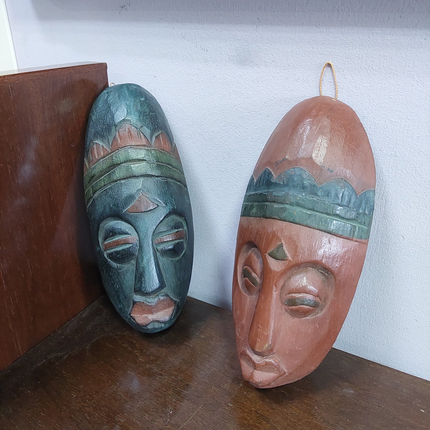 Set/2 Maschere Etniche In Legno